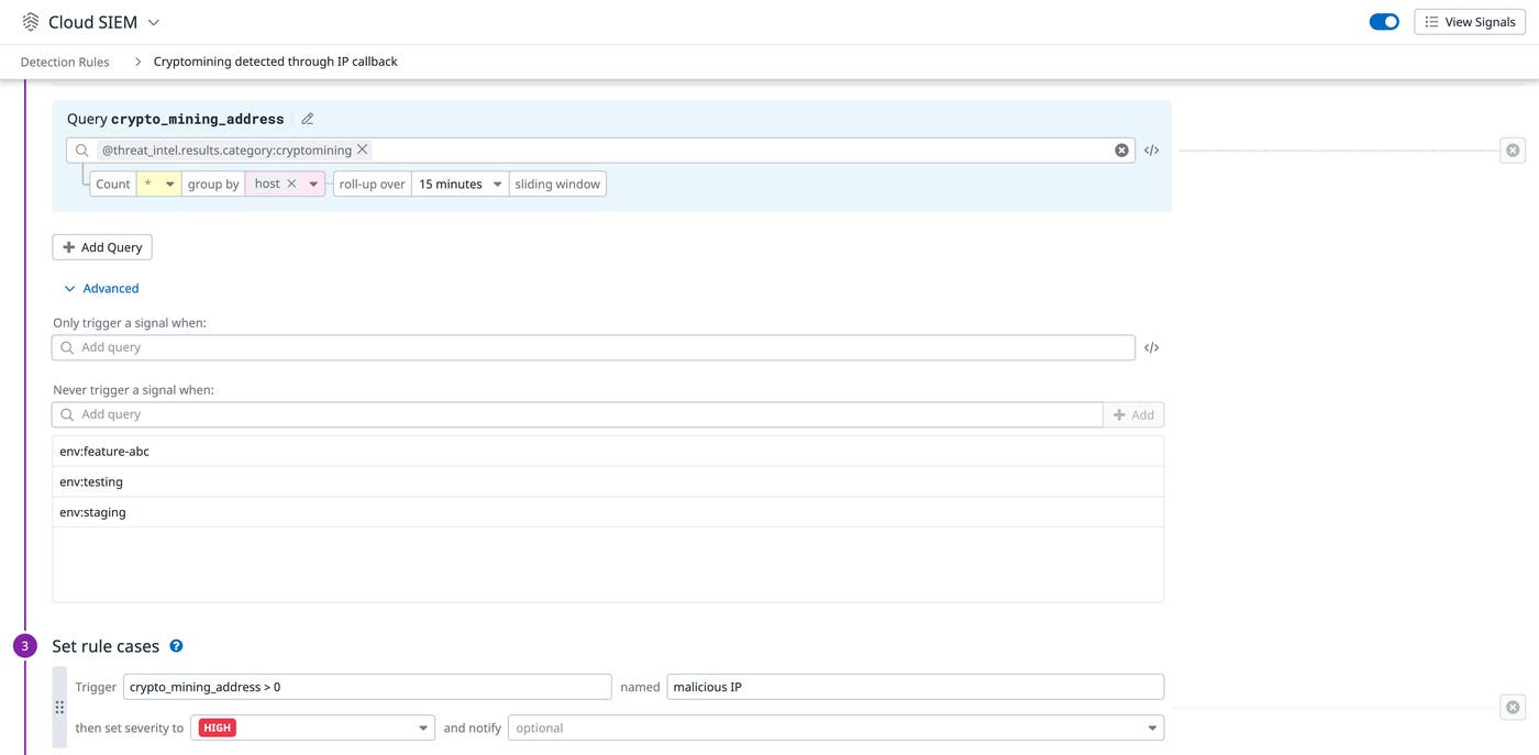 Add suppression lists to your crypto mining detection rules. Add suppression lists to your crypto mining detection rules.