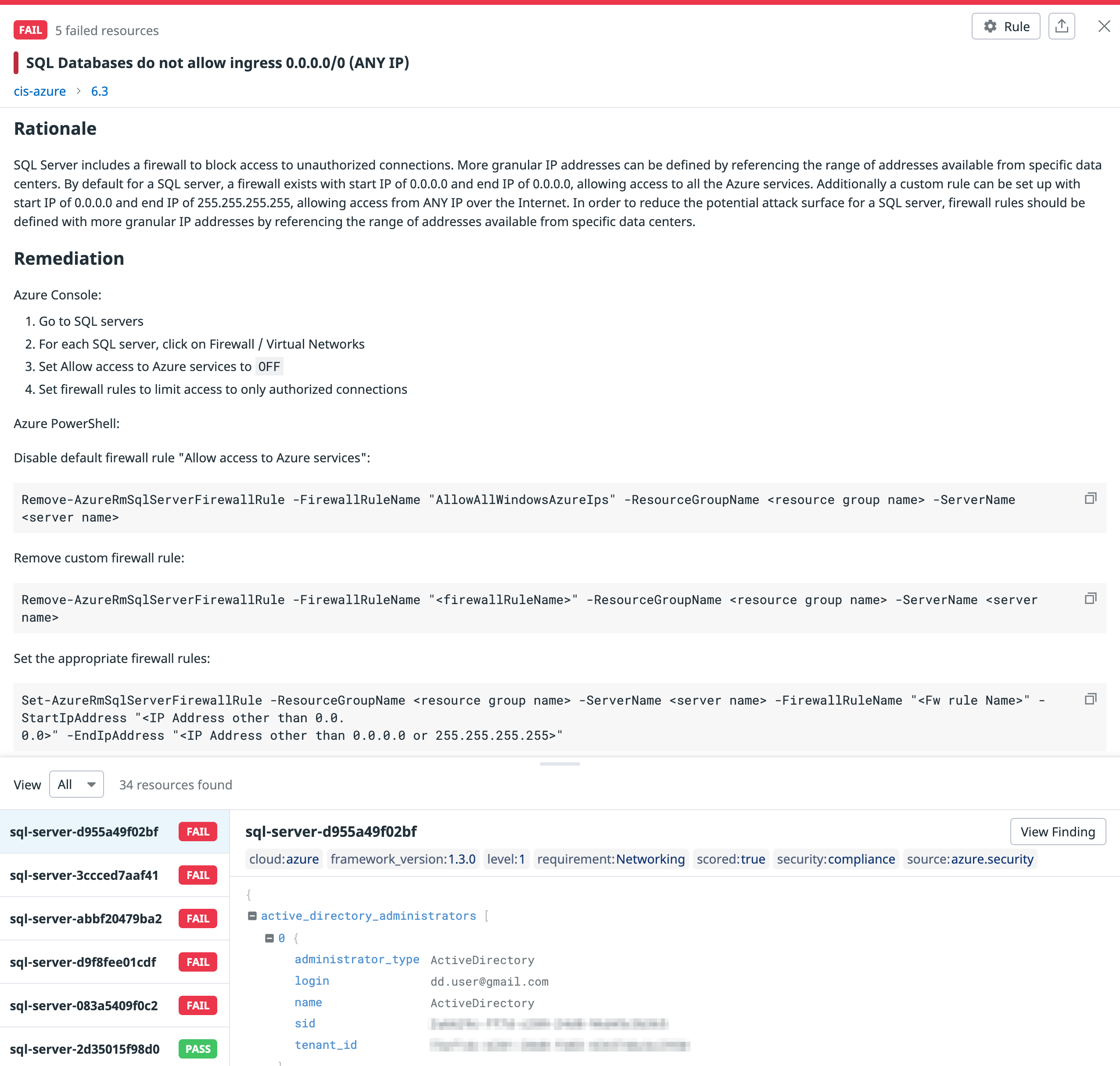 Review compliance violations with Datadog Cloud Security Misconfigurations findings