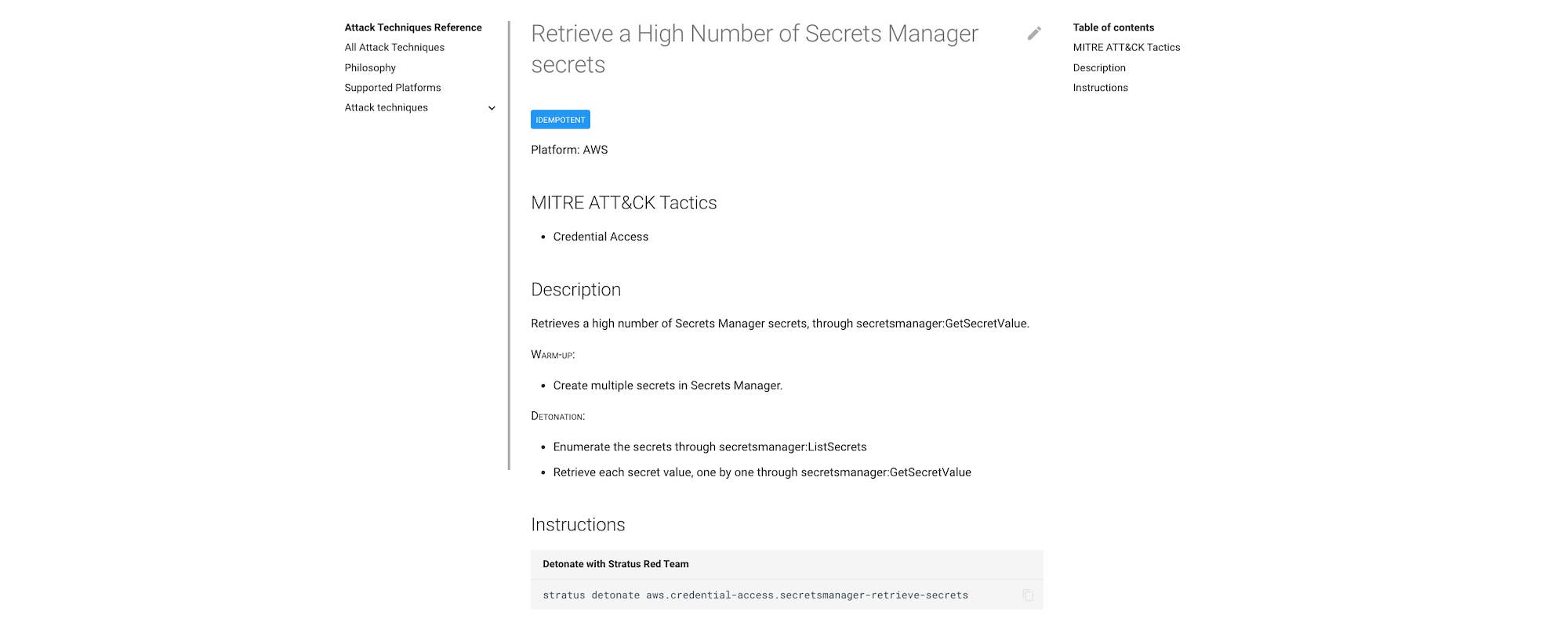 Example: Simulating an attacker retrieving a large number of secrets stored in AWS Secrets Manager. Example: Simulating an attacker retrieving a large number of secrets stored in AWS Secrets Manager.