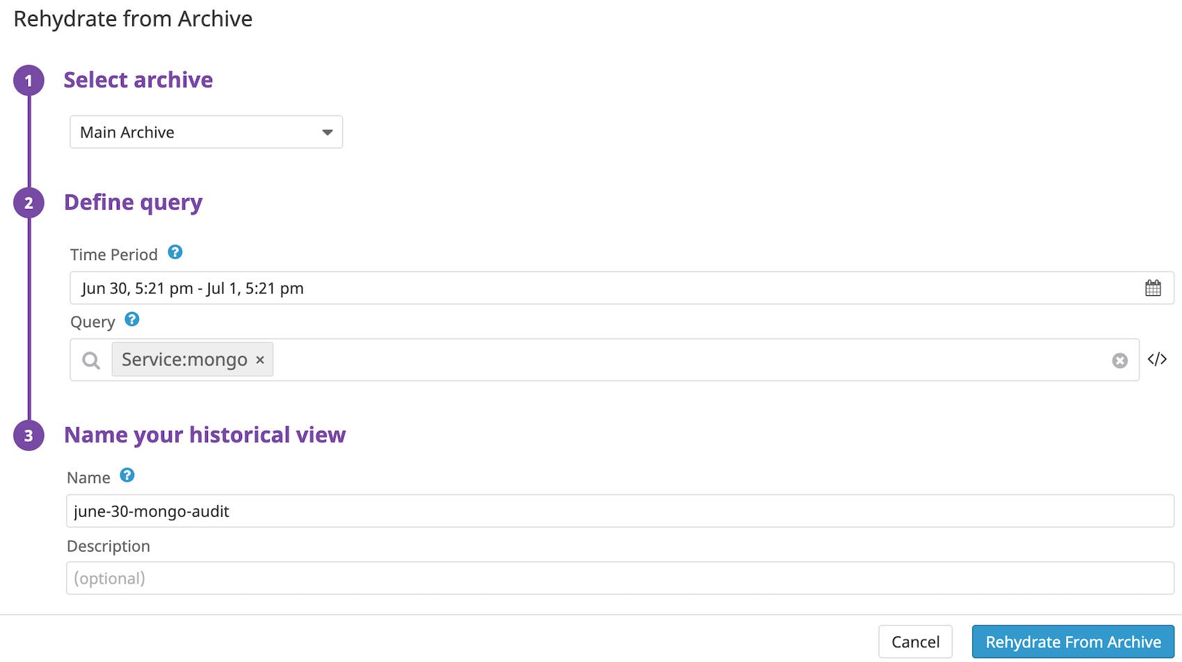 reload archived log data with Datadog's log rehydration™ reload archived log data with Datadog's log rehydration™