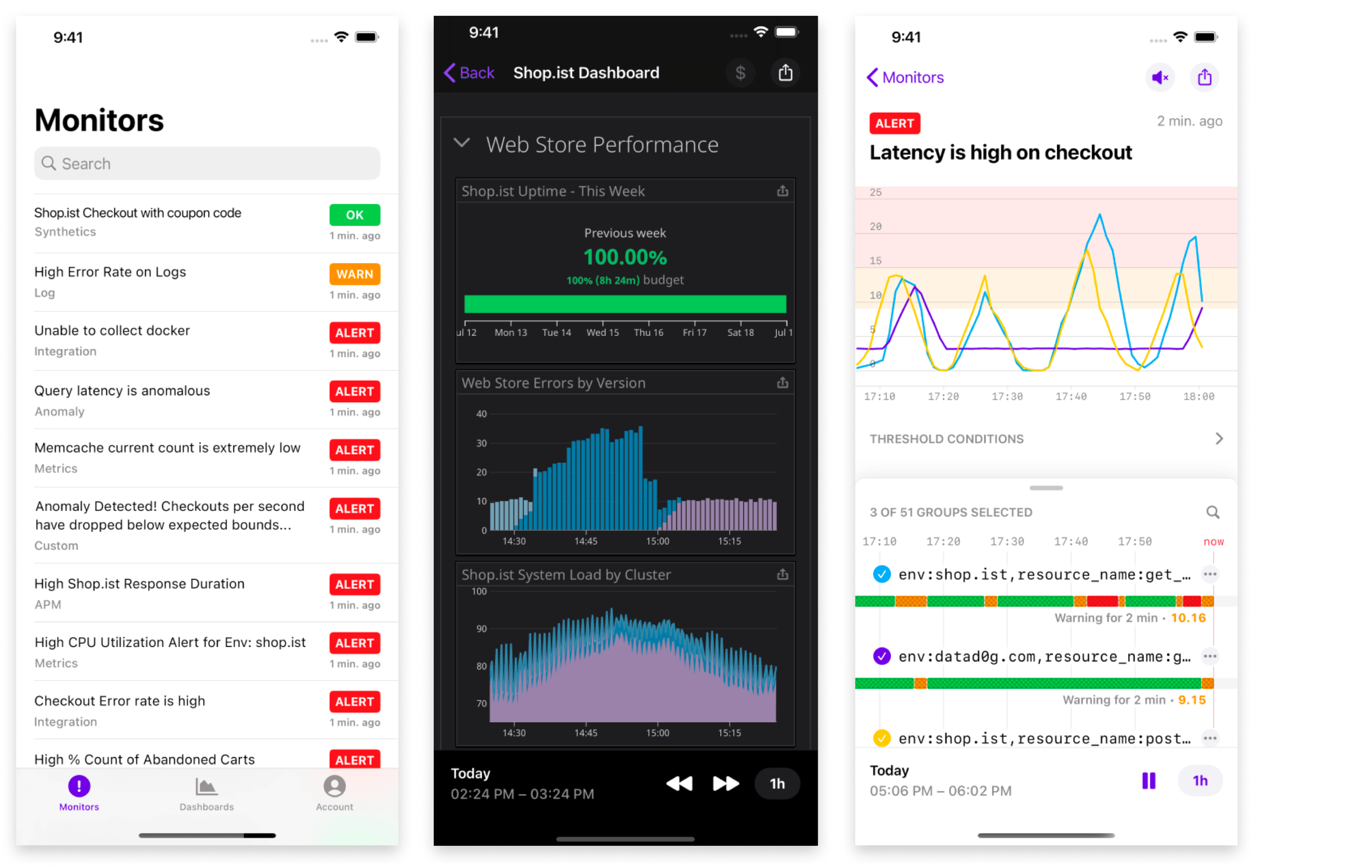 The Datadog mobile app provides full access to your monitors, making the on-call experience more seamless.