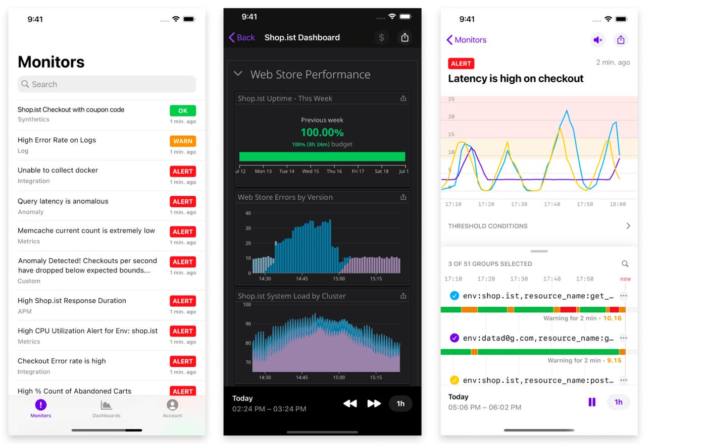 The Datadog mobile app provides full access to your monitors, making the on-call experience more seamless. The Datadog mobile app provides full access to your monitors, making the on-call experience more seamless.