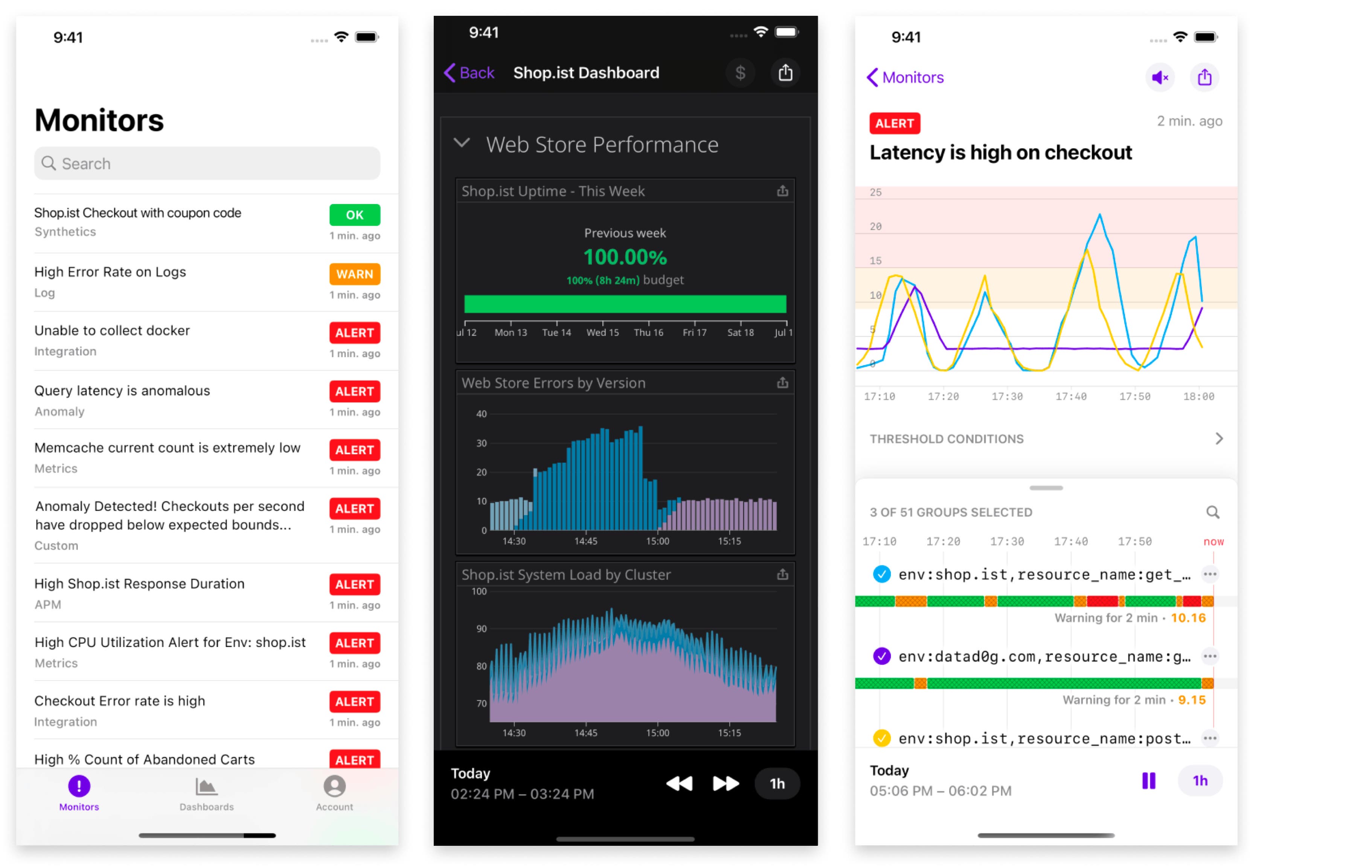 The Datadog mobile app provides full access to your monitors, making the on-call experience more seamless. The Datadog mobile app provides full access to your monitors, making the on-call experience more seamless.