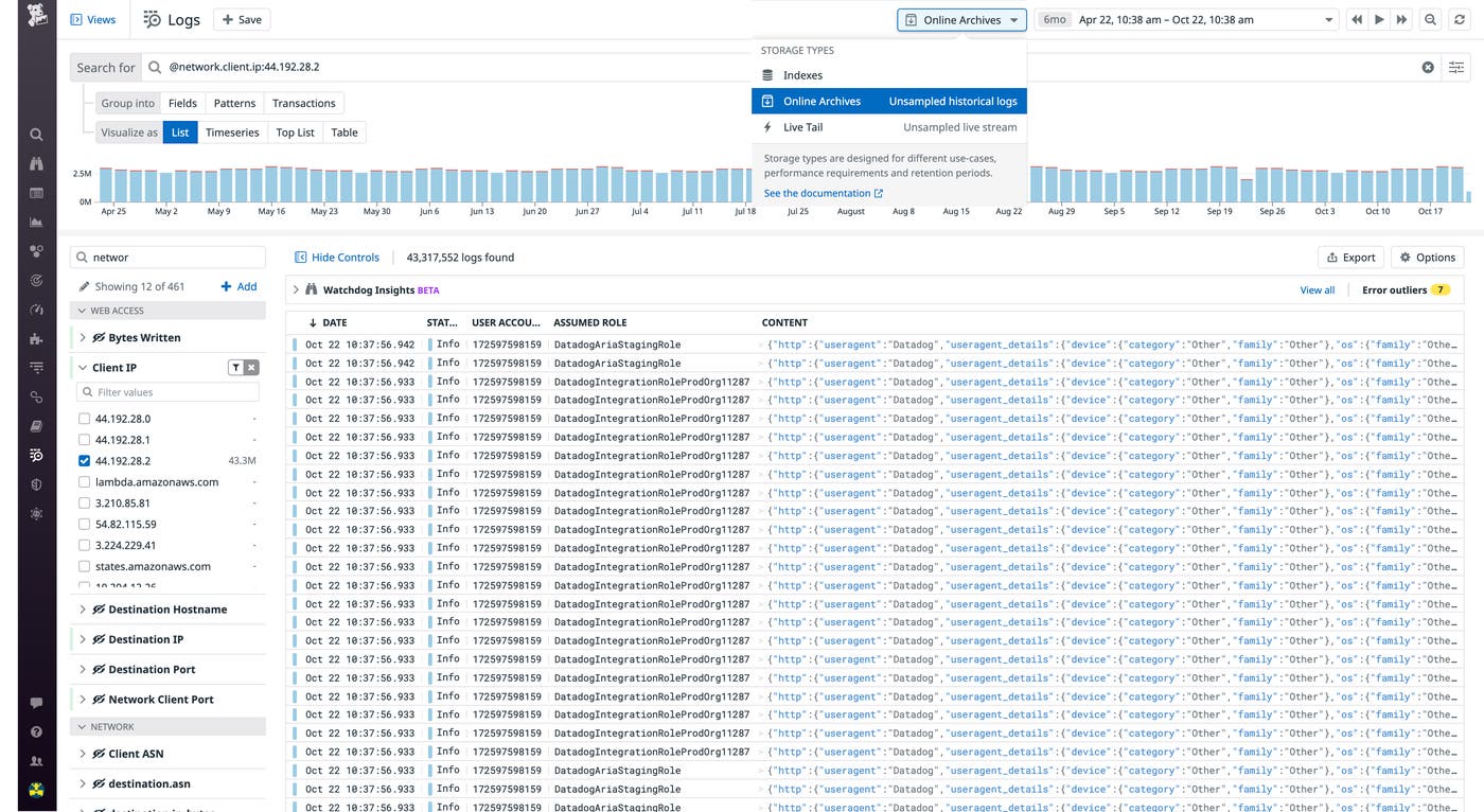 Online Archives provides easy historical log analysis and investigation with 15 month retention and live queries. Online Archives provides easy historical log analysis and investigation with 15 month retention and live queries.