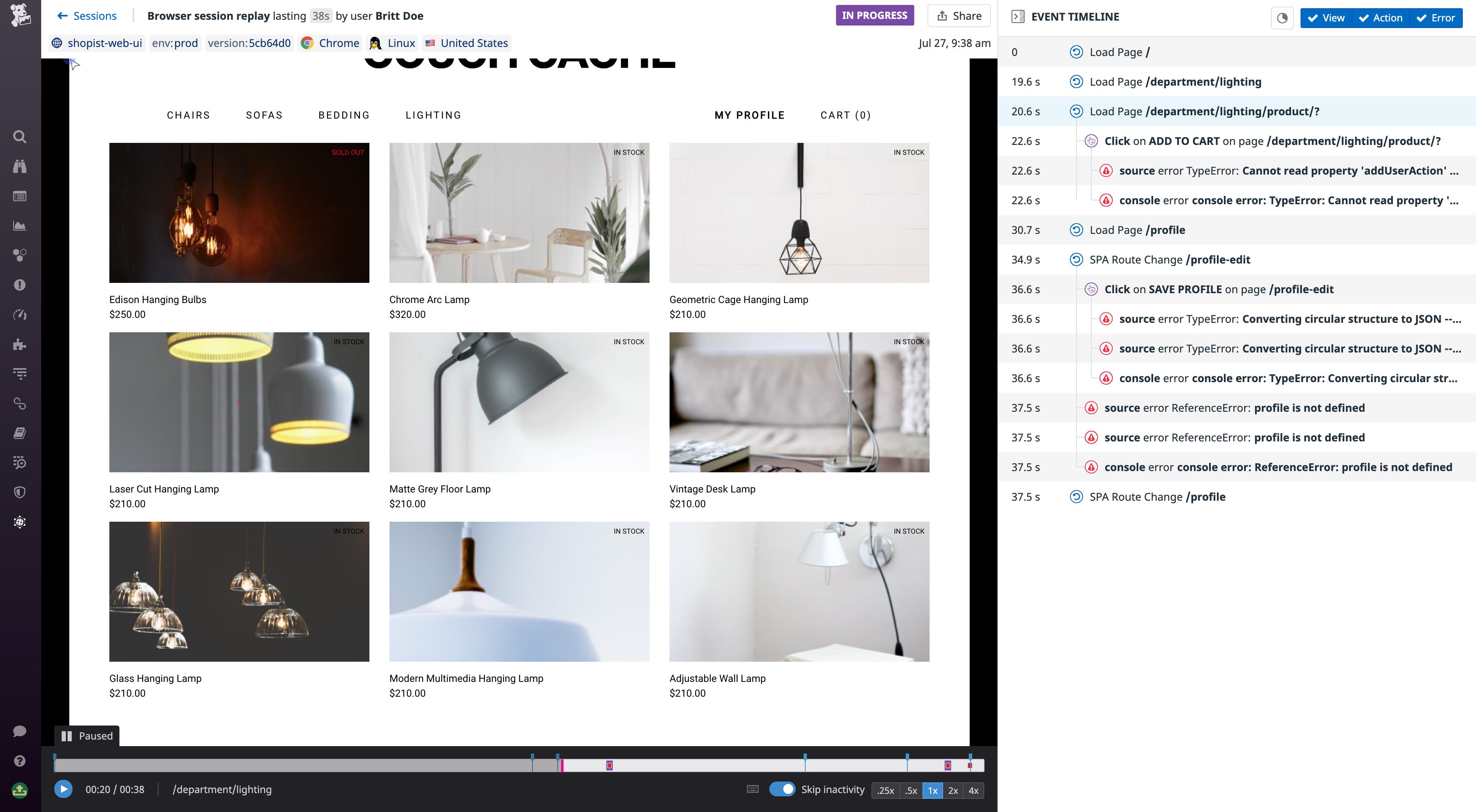Session Replay captures video-like recordings of user sessions, which are displayed alongside step-by-step event timelines. Session Replay captures video-like recordings of user sessions, which are displayed alongside step-by-step event timelines.