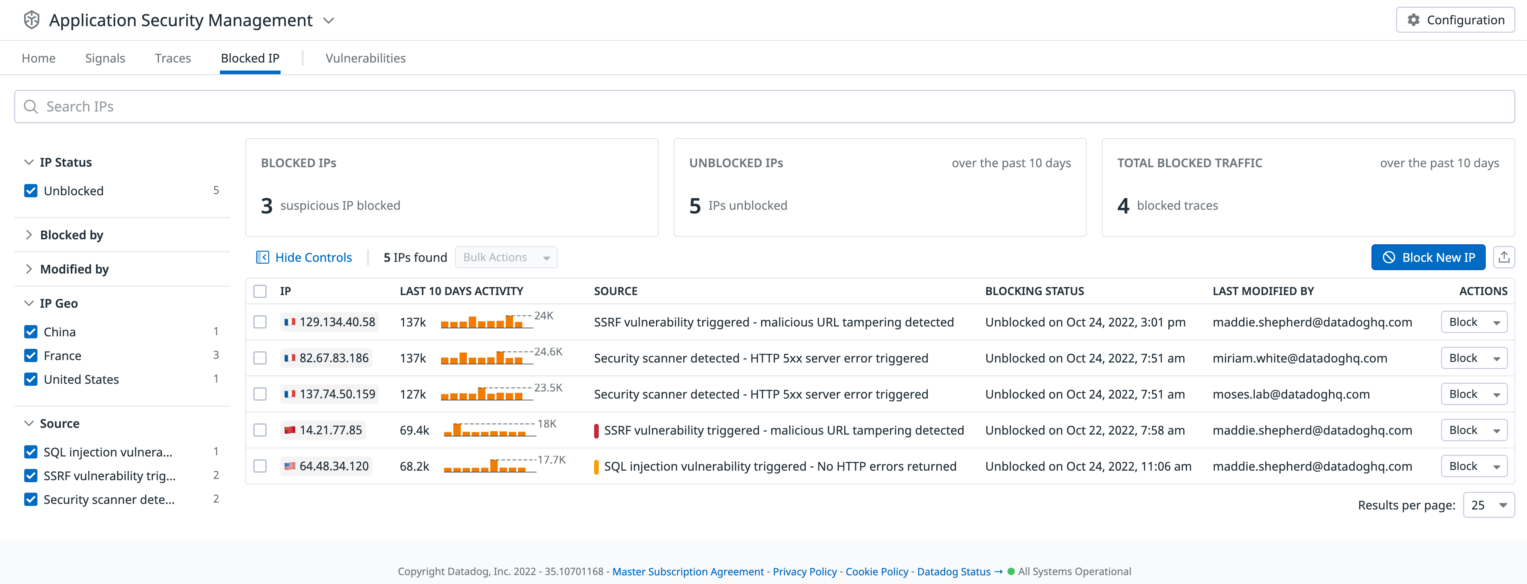 Datadog ASM から直接 IP アドレスをブロック