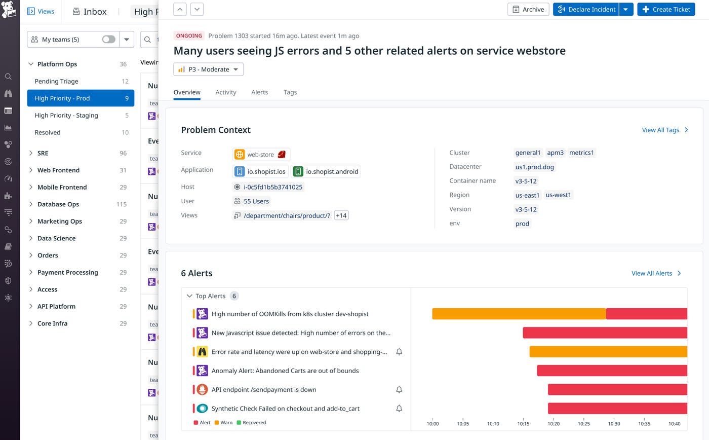 Datadog イベント管理で問題を表示 Datadog イベント管理で問題を表示