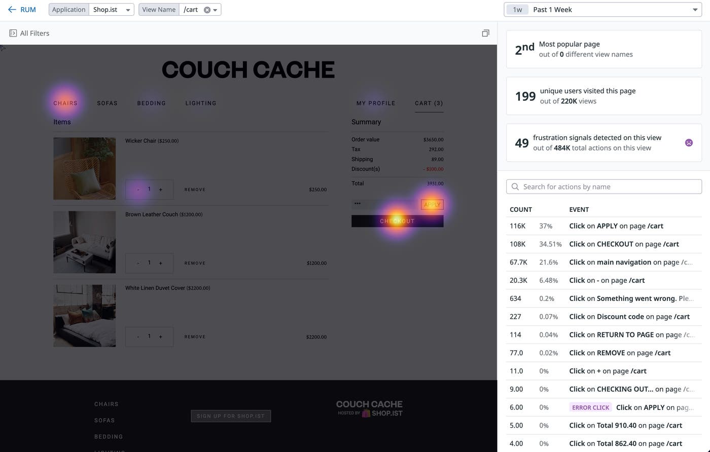 ヒートマップを使用し、ユーザーのクリック数に応じて強度が異なるアプリケーションの領域を可視化 ヒートマップを使用し、ユーザーのクリック数に応じて強度が異なるアプリケーションの領域を可視化