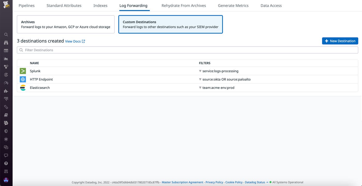 ログ転送を使用して、ログをカスタムの Splunk、Elasticsearch、または HTTP の宛先にルーティングします。 ログ転送を使用して、ログをカスタムの Splunk、Elasticsearch、または HTTP の宛先にルーティングします。