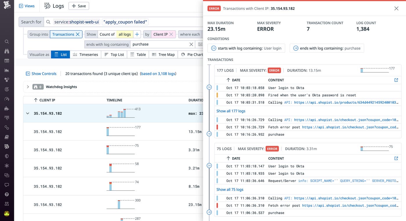 ログトランザクションでマルチステップのクエリを構築 ログトランザクションでマルチステップのクエリを構築