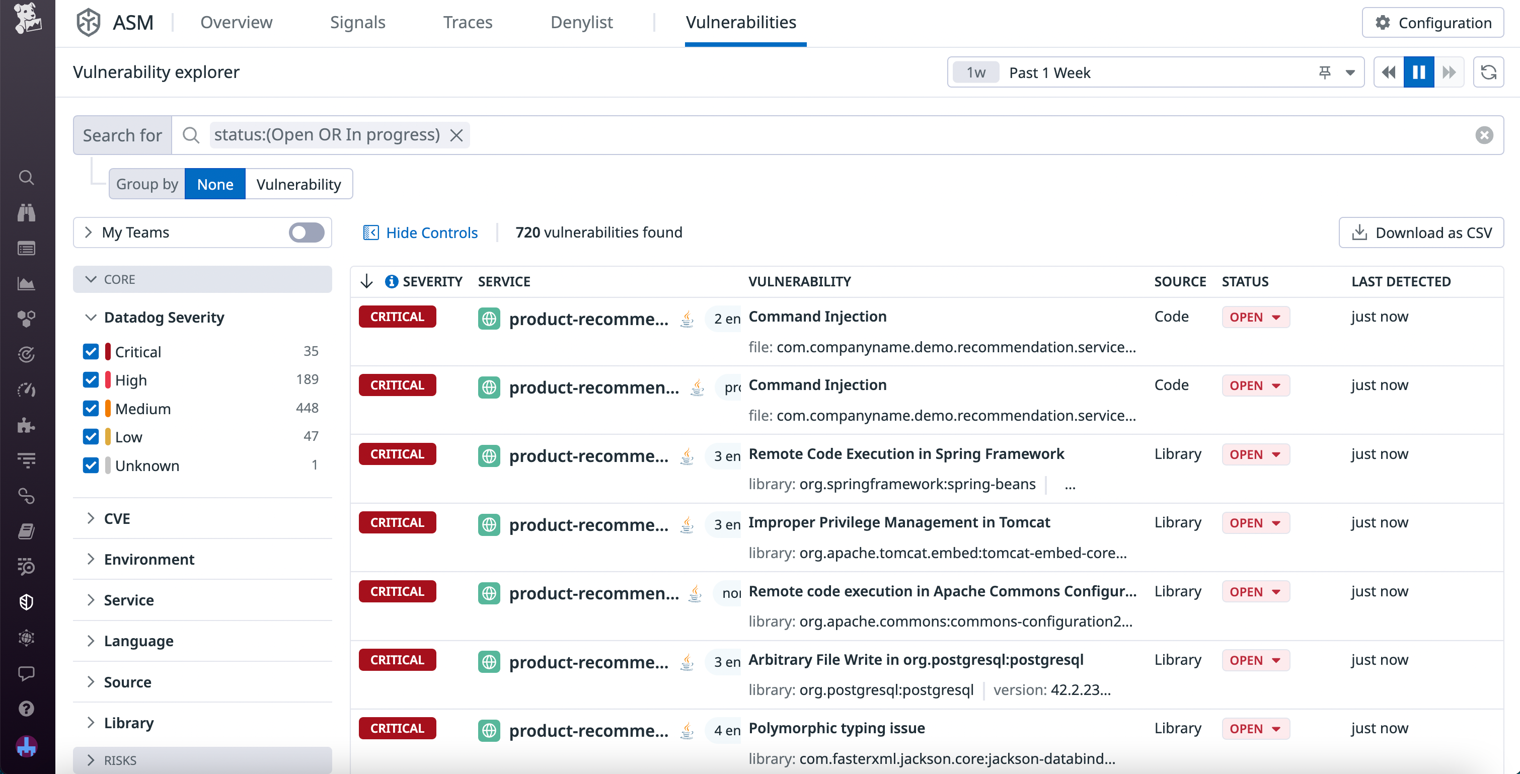 Easily view a list of vulnerabilities detected in your application code, sorted by severity.