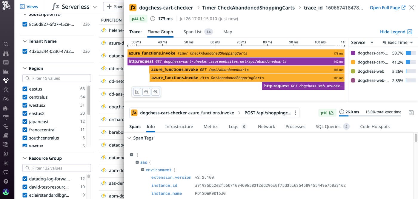 Trace your Consumption plan-hosted Azure Functions to quickly spot cold starts, bottlenecks, and other issues that require attention. Trace your Consumption plan-hosted Azure Functions to quickly spot cold starts, bottlenecks, and other issues that require attention.