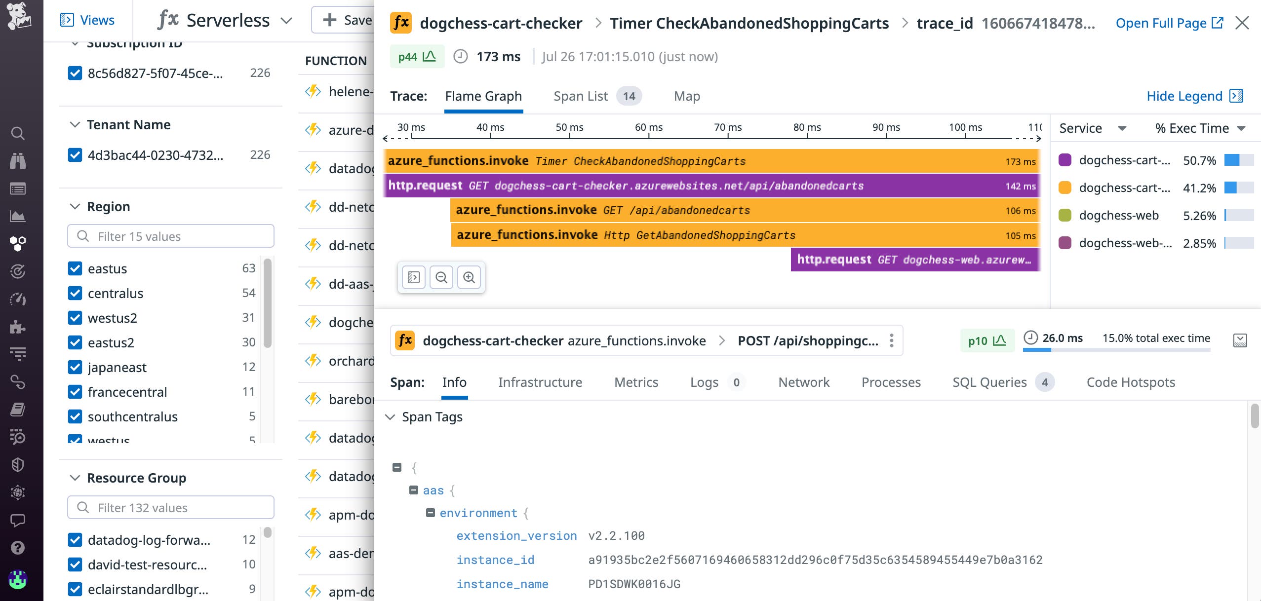 Trace your Consumption plan-hosted Azure Functions to quickly spot cold starts, bottlenecks, and other issues that require attention. Trace your Consumption plan-hosted Azure Functions to quickly spot cold starts, bottlenecks, and other issues that require attention.