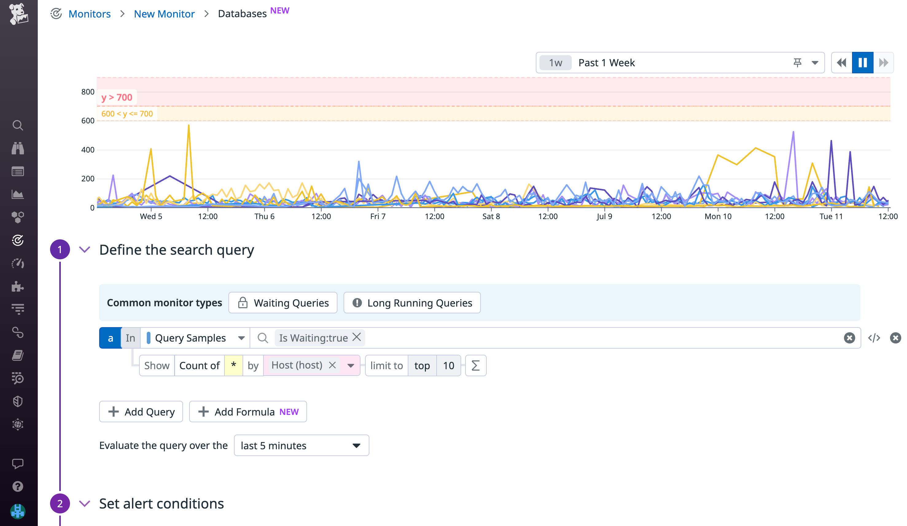 Alert on waiting and long running queries using DBM monitors.