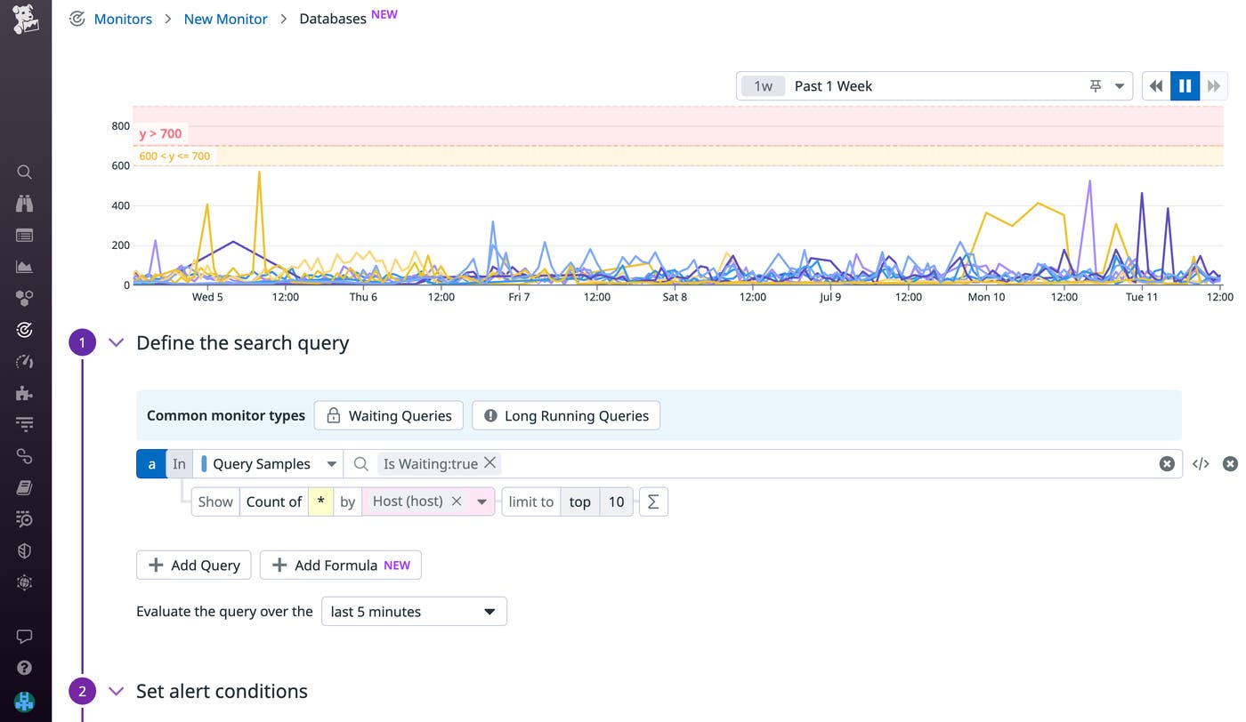 Alert on waiting and long running queries using DBM monitors. Alert on waiting and long running queries using DBM monitors.