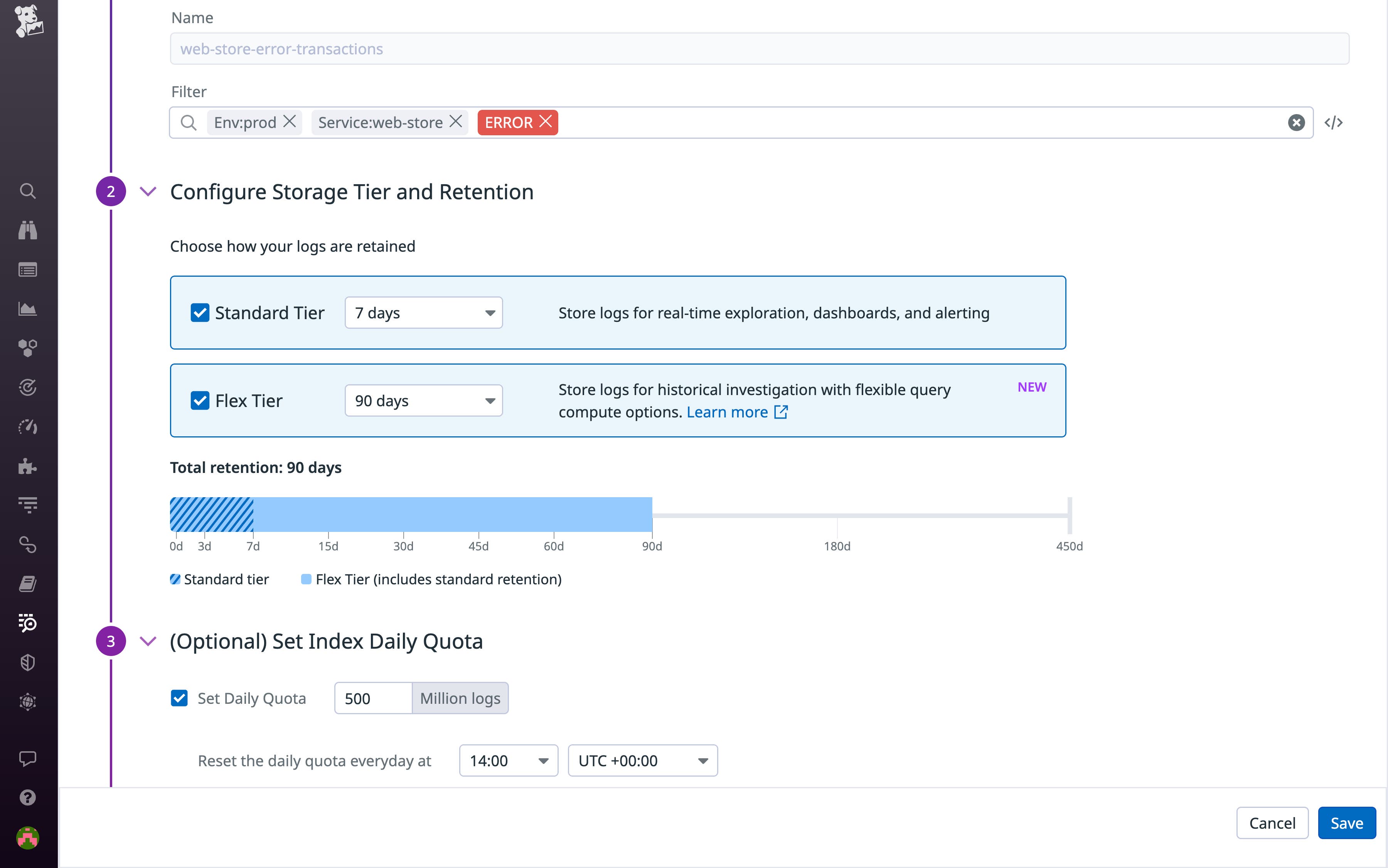 Flex Logs decouples the costs of log storage and querying, providing cost-effective long-term retention without impeding visibility Flex Logs decouples the costs of log storage and querying, providing cost-effective long-term retention without impeding visibility