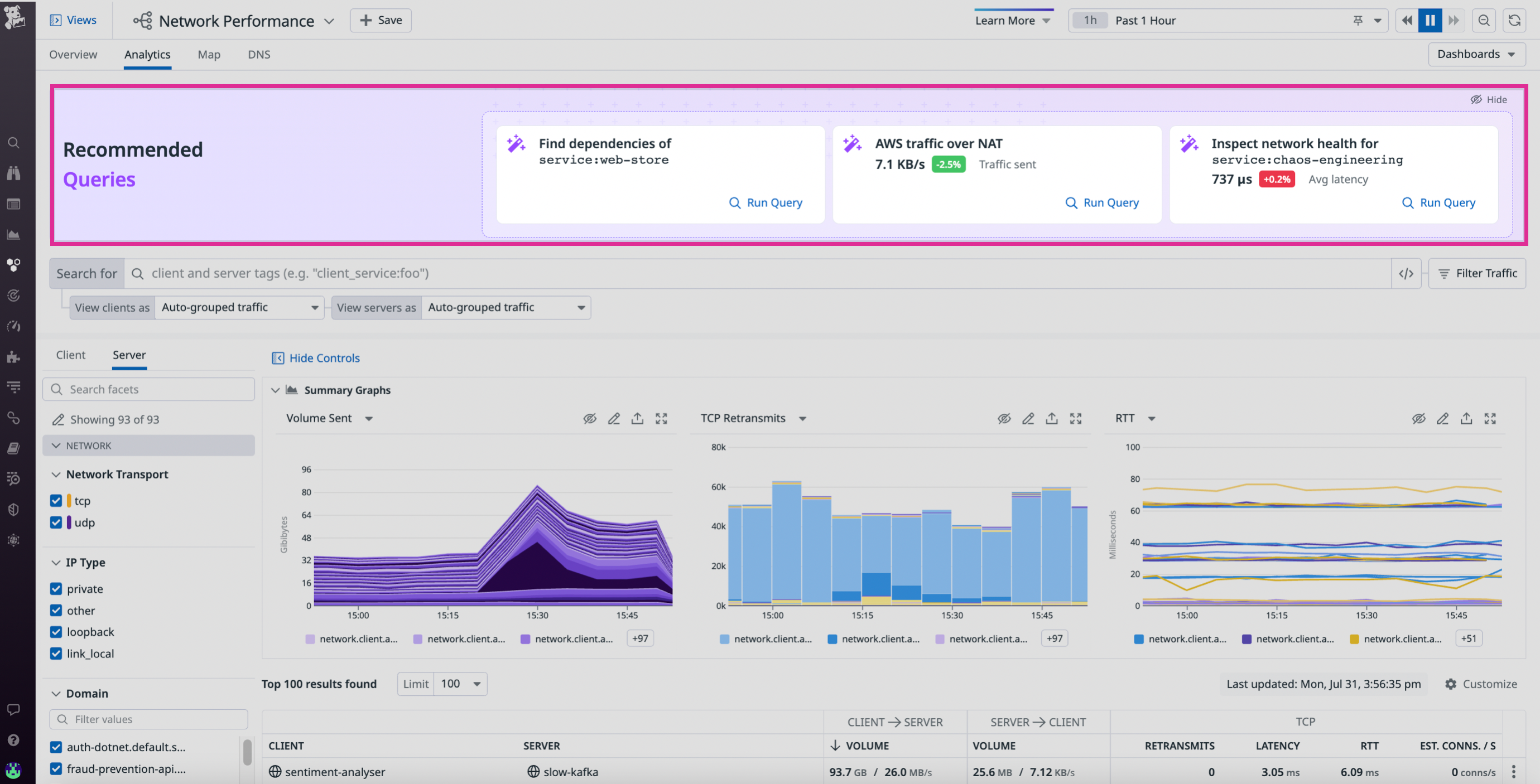 NPM には、ネットワーク調査を迅速に開始するためのクエリ提案があらかじめ含まれるようになりました