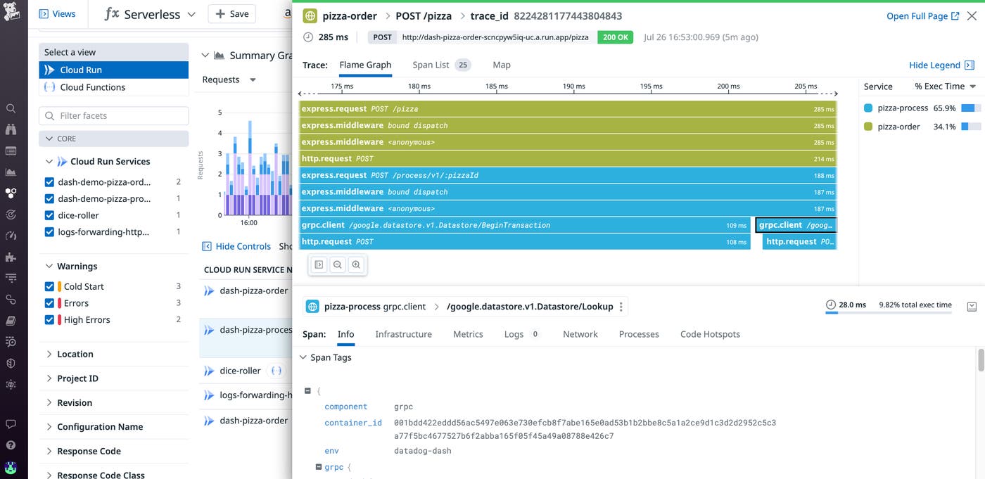 You can now view Cloud Function traces alongside any of their associated metrics and logs you may already be monitoring. You can now view Cloud Function traces alongside any of their associated metrics and logs you may already be monitoring.