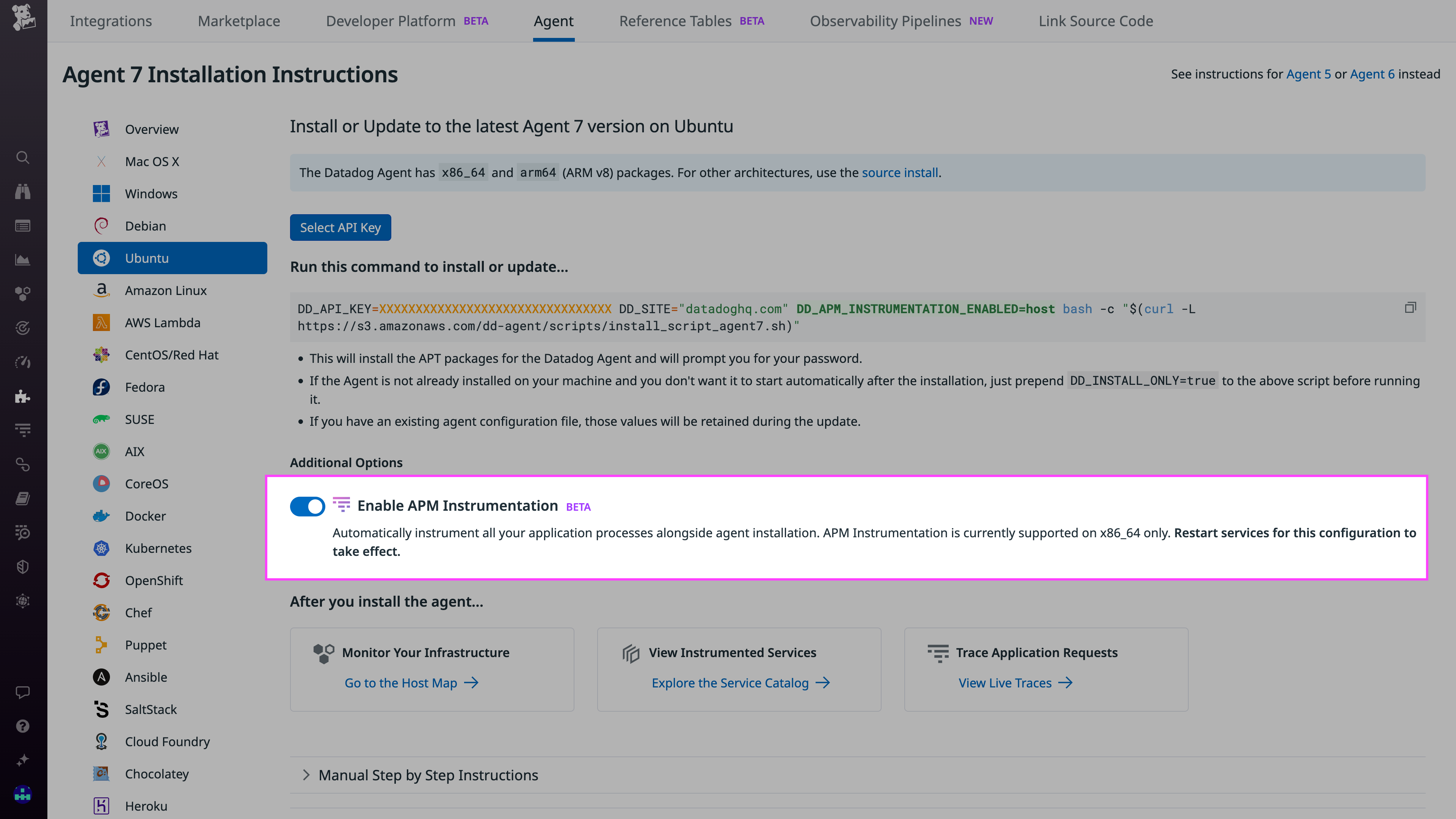 Set up Datadog APM in minutes with Single-Step Instrumentation
