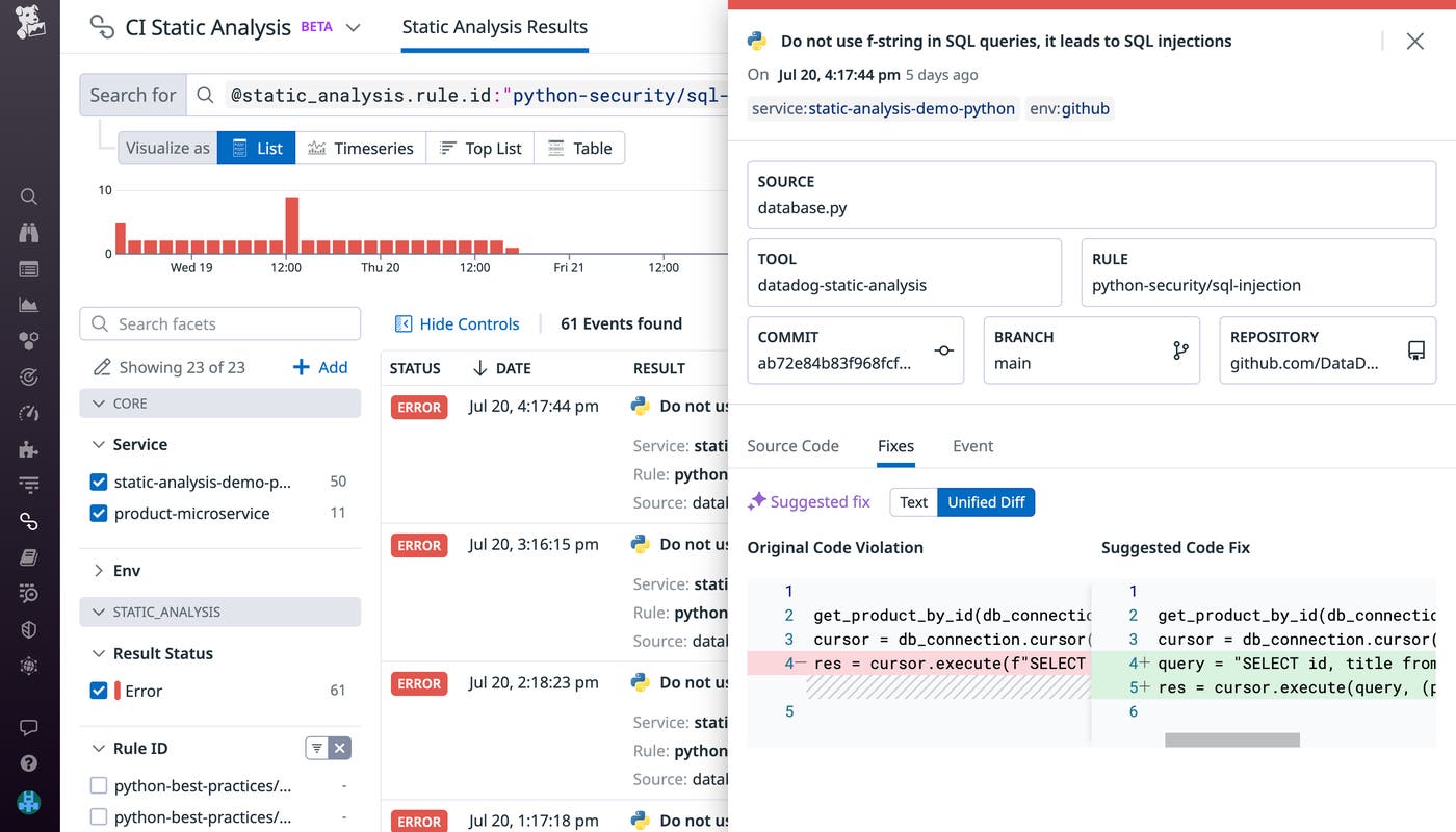 Quickly improve your code quality with AI-generated suggested fixes. Quickly improve your code quality with AI-generated suggested fixes.