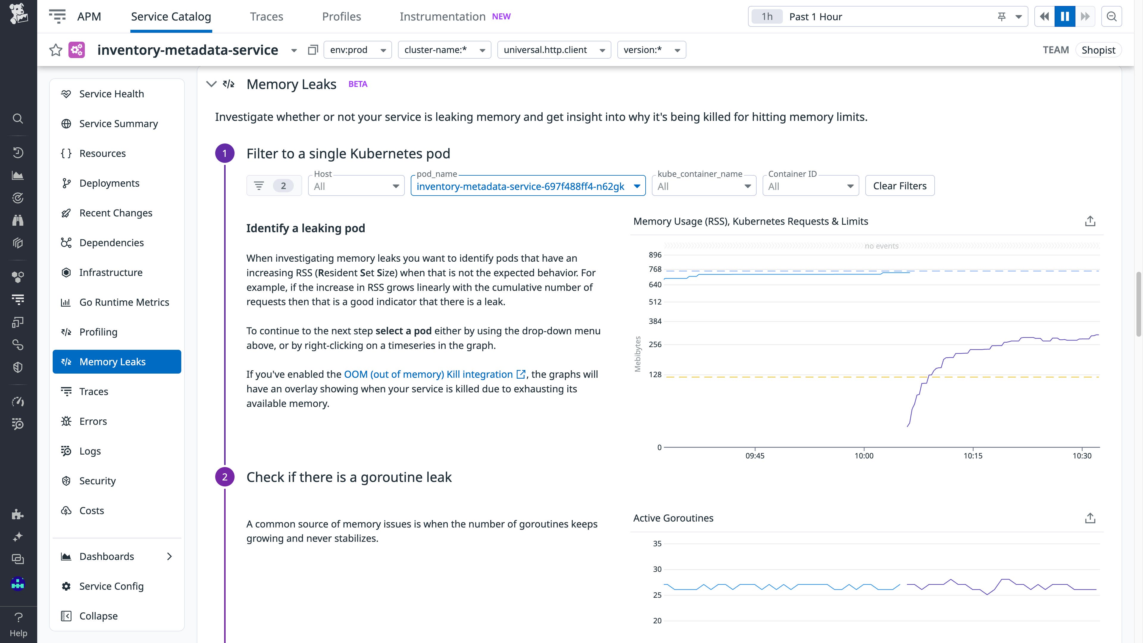Get step-by-step guidance to investigate memory leaks with Datadog Get step-by-step guidance to investigate memory leaks with Datadog
