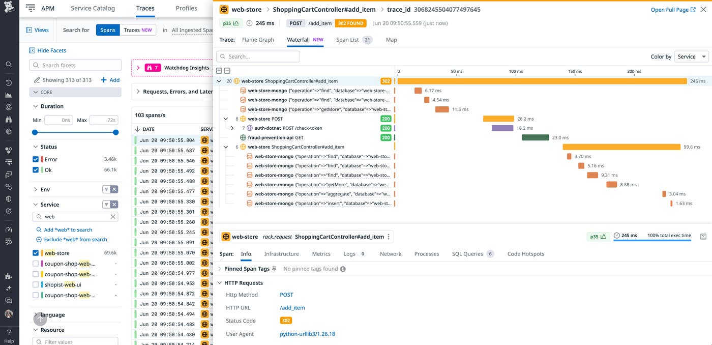 Waterfall trace visualization Waterfall trace visualization