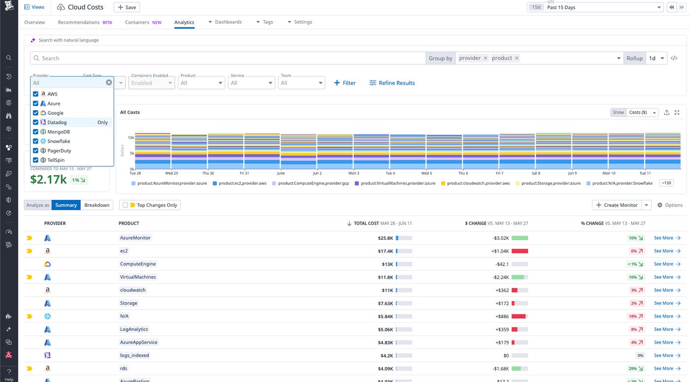 Monitor Datadog costs alongside cost data from the rest of your stack. Monitor Datadog costs alongside cost data from the rest of your stack.