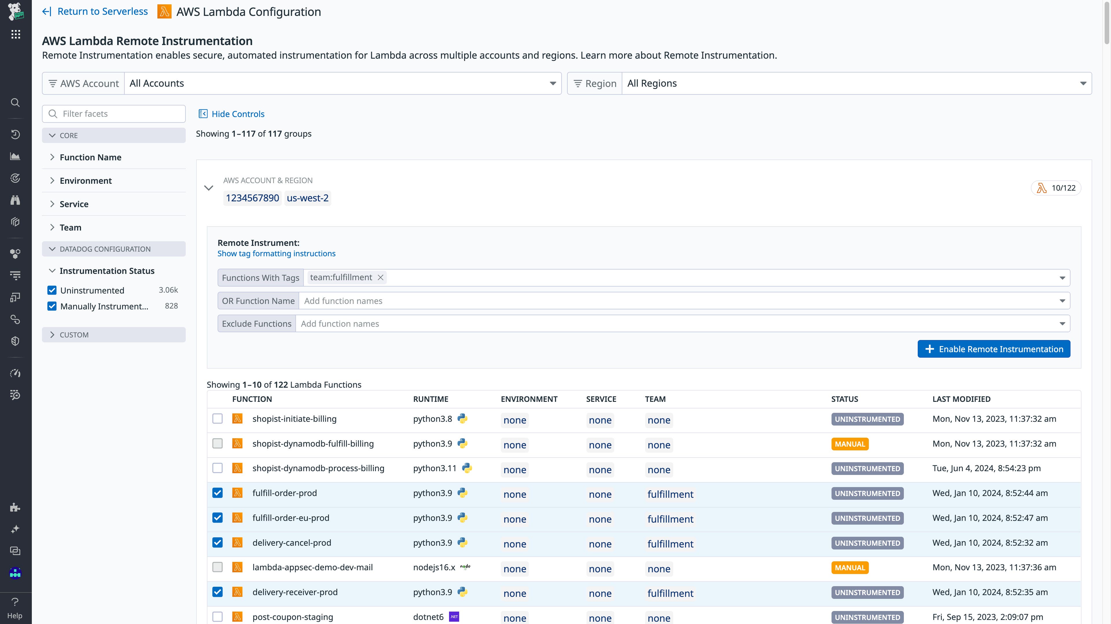 Instrument your Lambda function fleet remotely from the Datadog UI Instrument your Lambda function fleet remotely from the Datadog UI