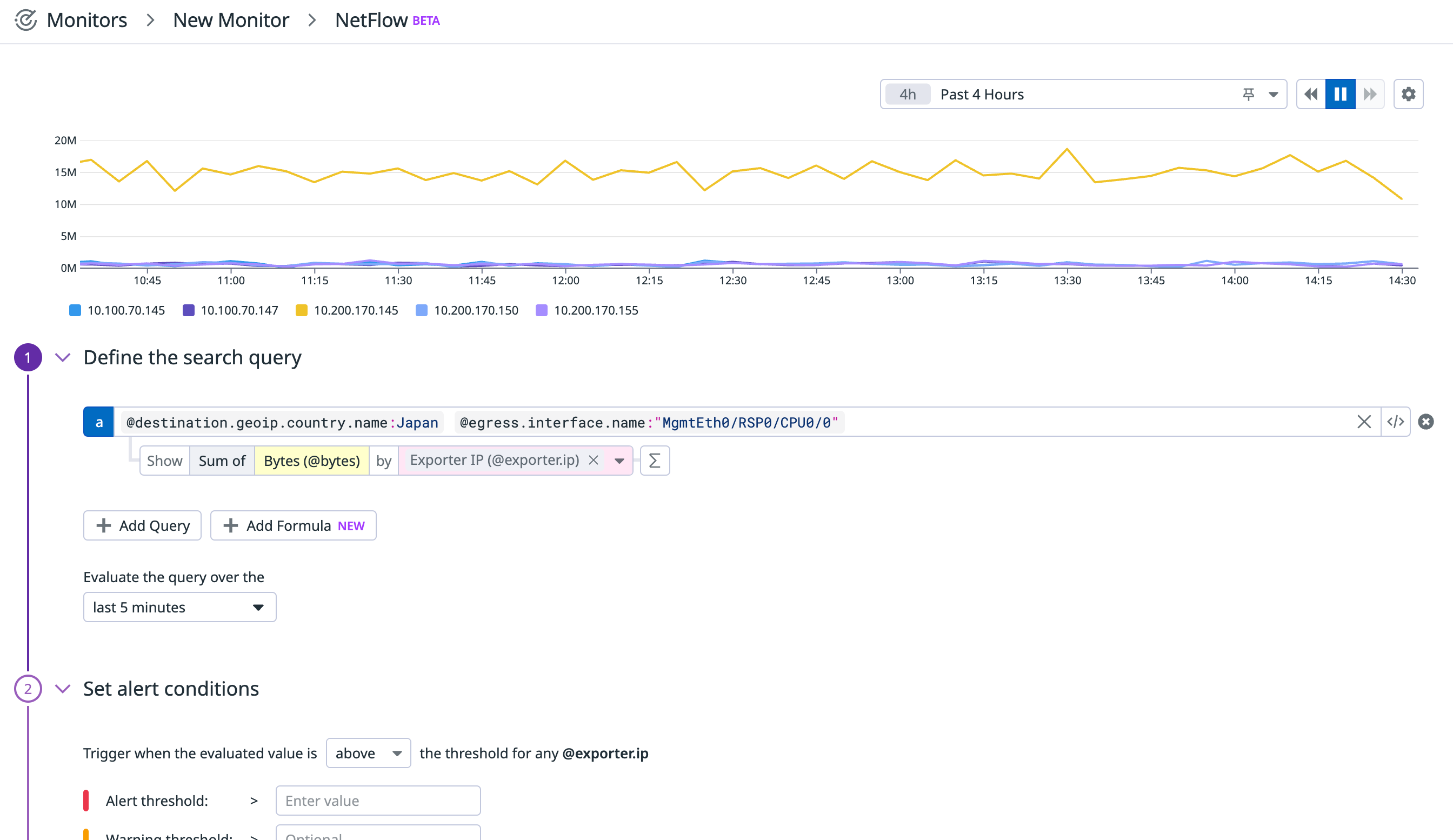 Set threshold monitors on NetFlow traffic