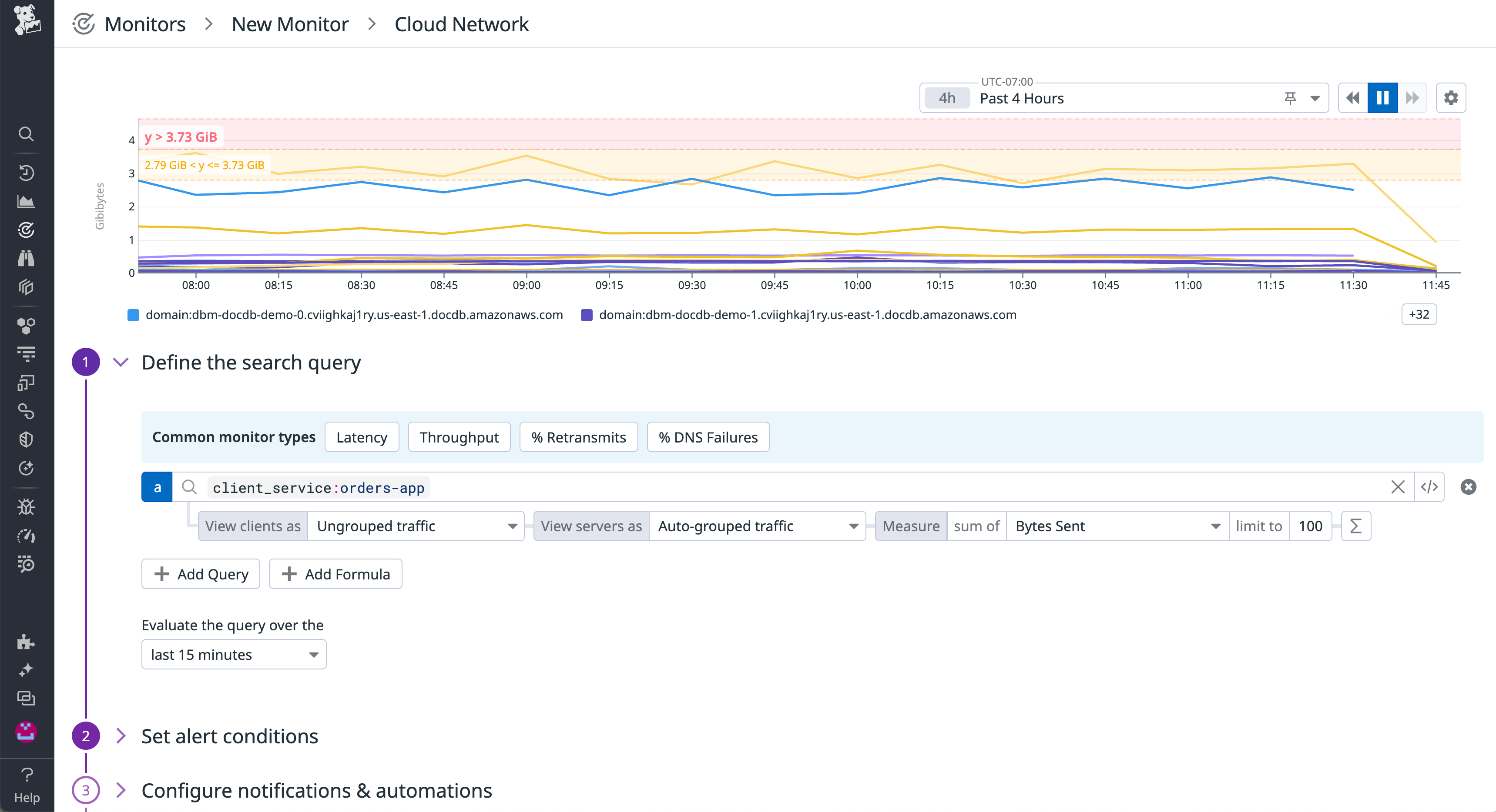 Get alerted when network metrics pass a threshold with CNM Monitors