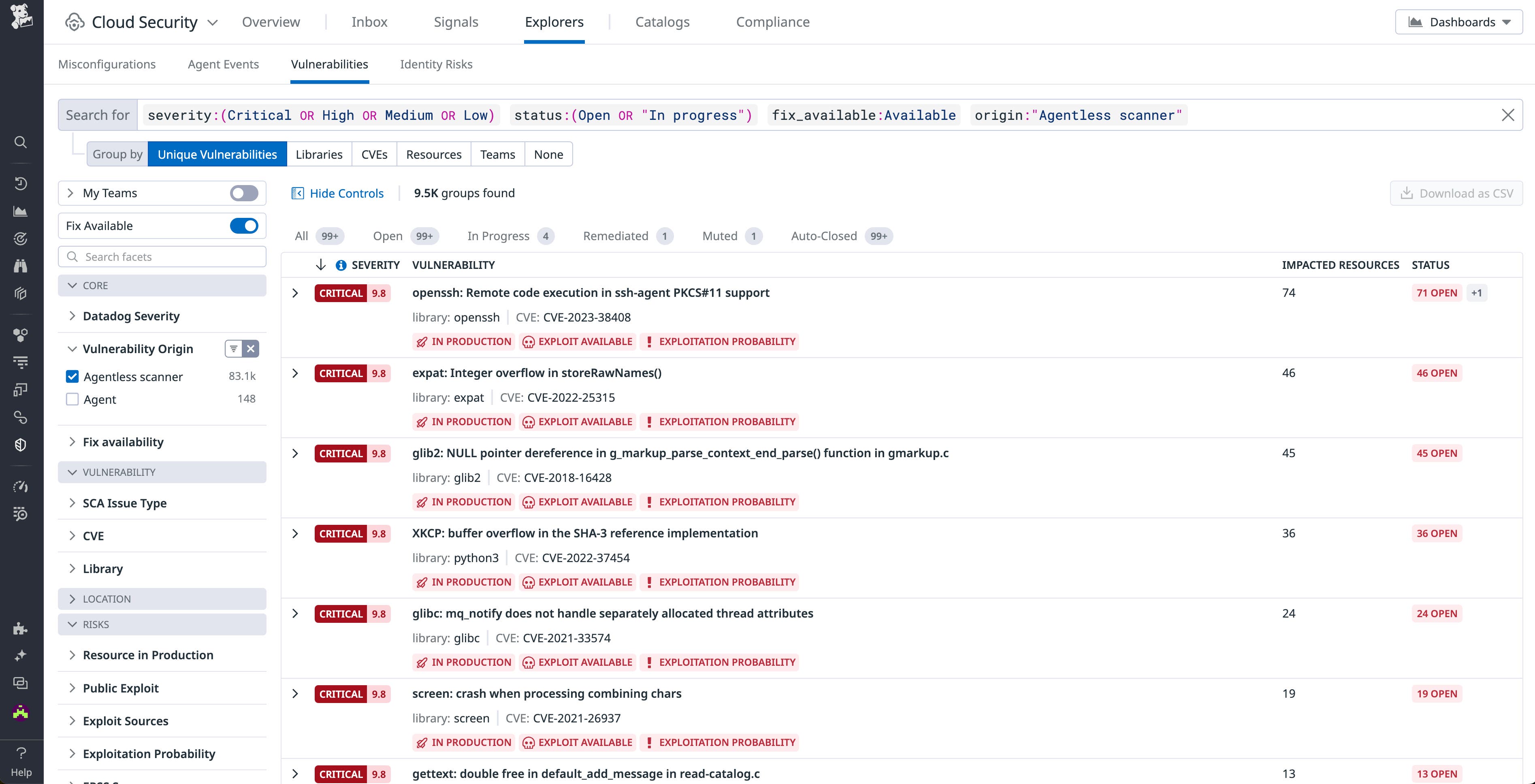 Datadog CSM with Agentless Scanner findings Datadog CSM with Agentless Scanner findings