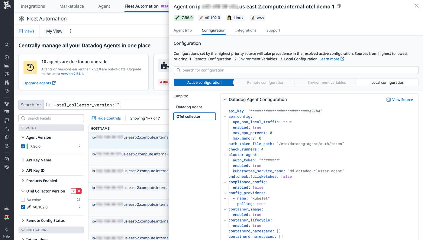 Collect OTel data with the OTel Collector in the Datadog Agent Collect OTel data with the OTel Collector in the Datadog Agent