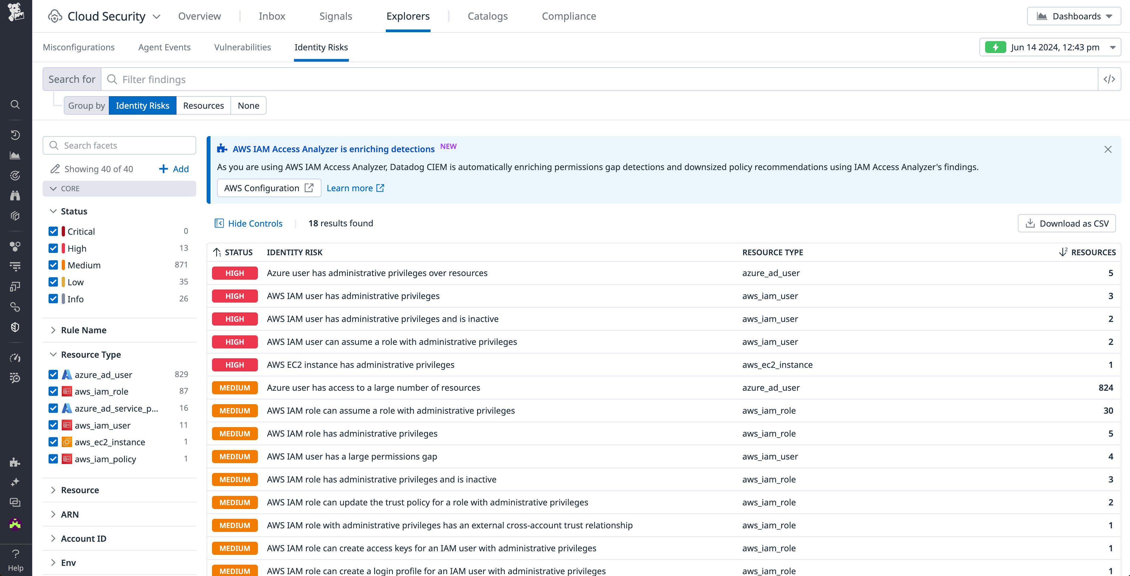 Datadog CIEM with AWS Access Analyzer insights Datadog CIEM with AWS Access Analyzer insights