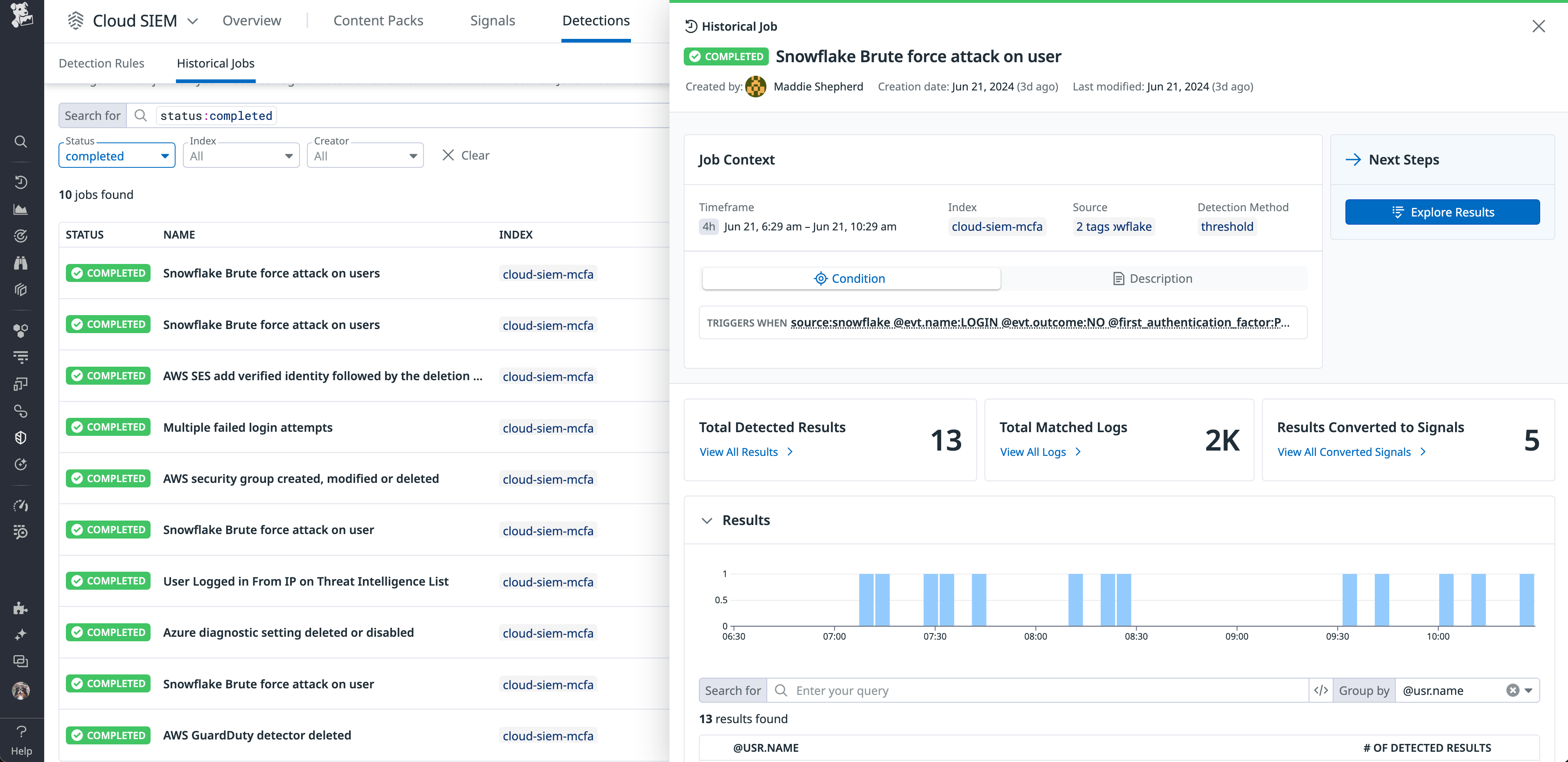 Backtest detection rules with Datadog Cloud SIEM Historical Jobs
