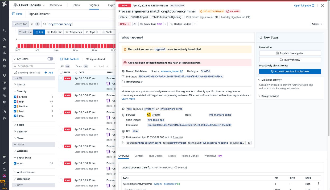 Datadog CWS Cryptomining Protection Datadog CWS Cryptomining Protection