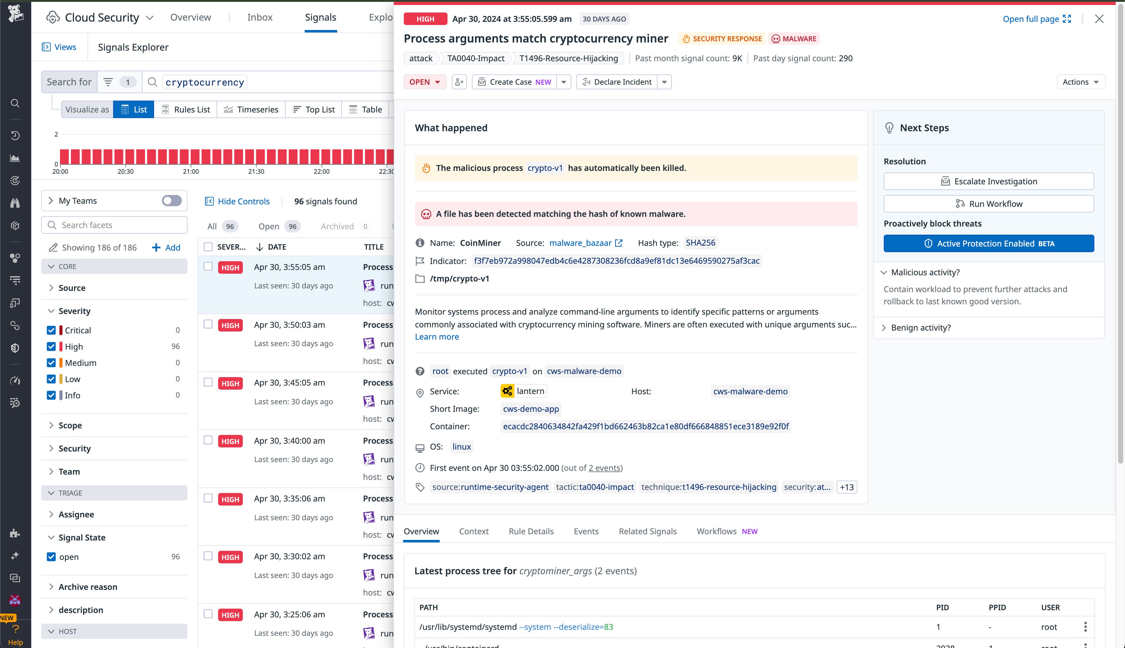 Datadog CWS Cryptomining Protection Datadog CWS Cryptomining Protection