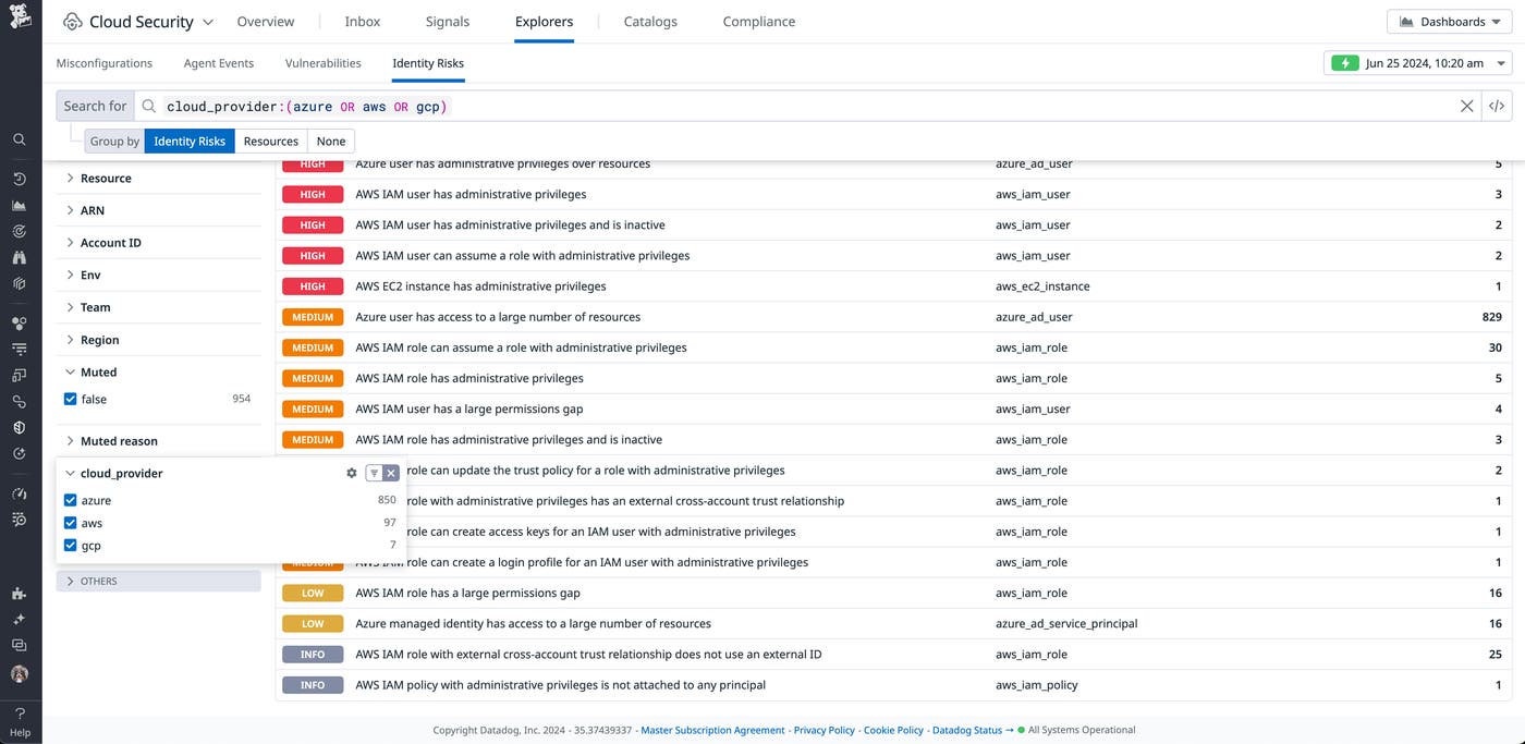 Datadog CIEM Cloud Identity Risks Explorer Datadog CIEM Cloud Identity Risks Explorer