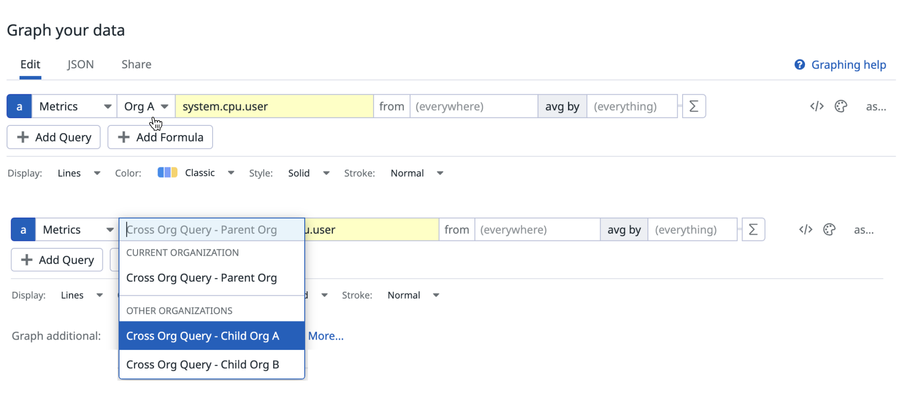 Query data from across your Datadog orgs within the same account
