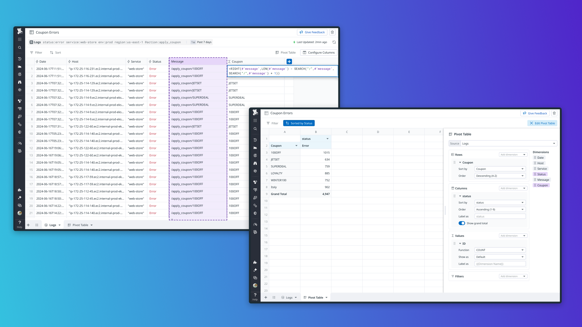 Analyze monitoring telemetry through spreadsheet functionality with Datadog Sheets
