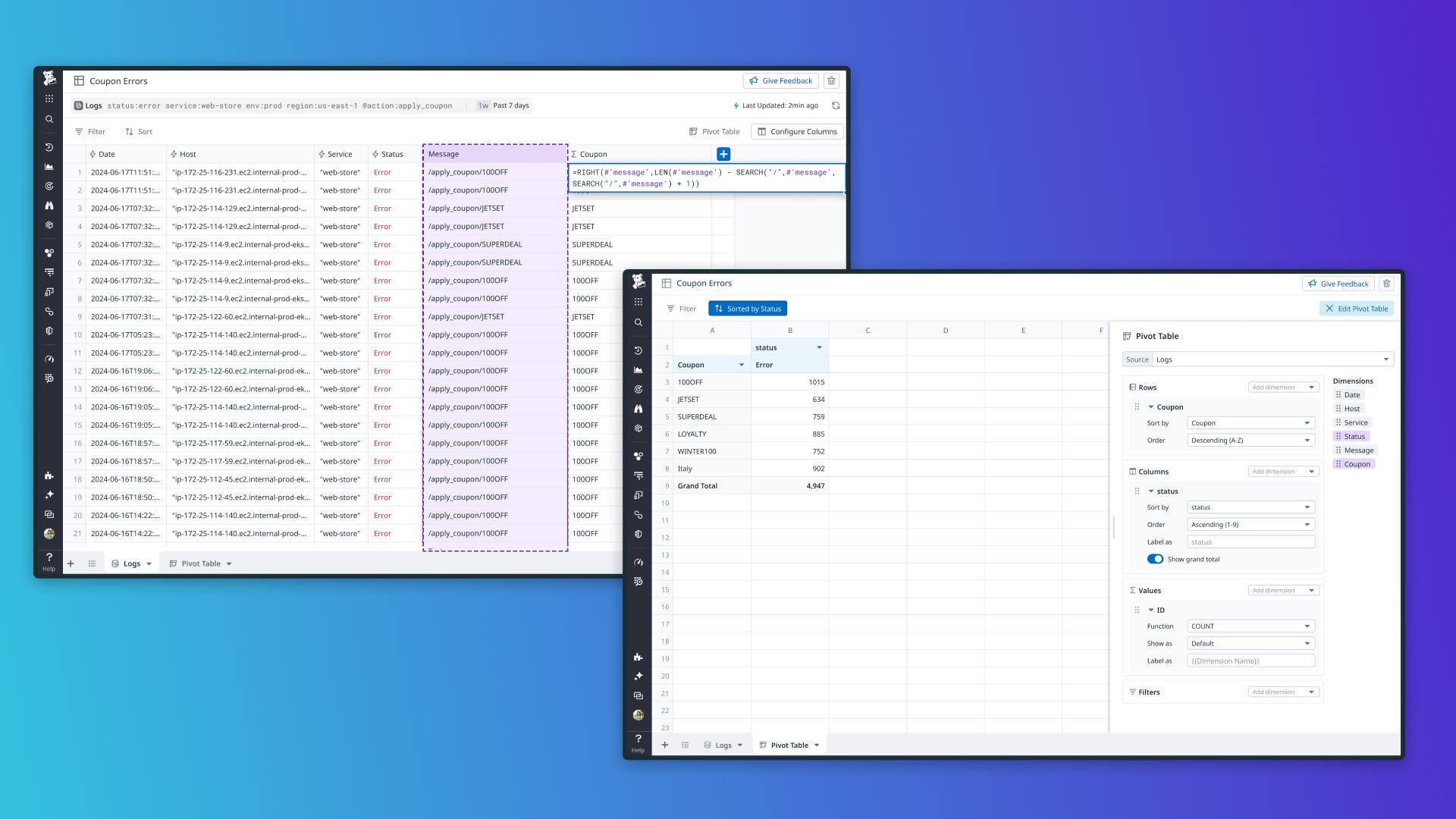 Analyze monitoring telemetry through spreadsheet functionality with Datadog Sheets Analyze monitoring telemetry through spreadsheet functionality with Datadog Sheets