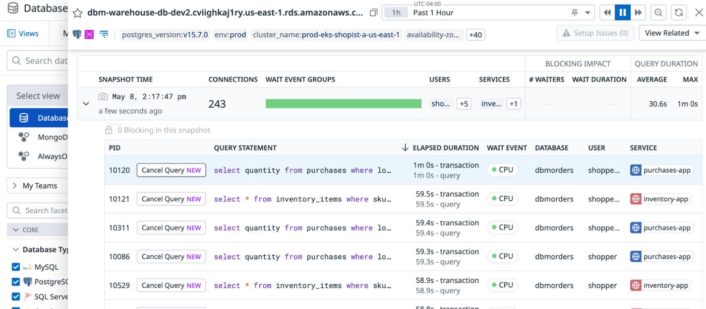 Cancel Queries in Database Monitoring. Cancel Queries in Database Monitoring.