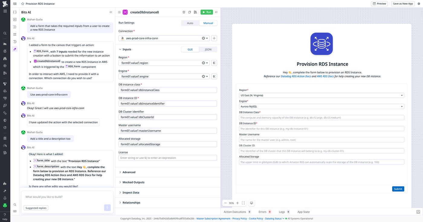 RDS provisioning app built with App Builder conversational AI RDS provisioning app built with App Builder conversational AI