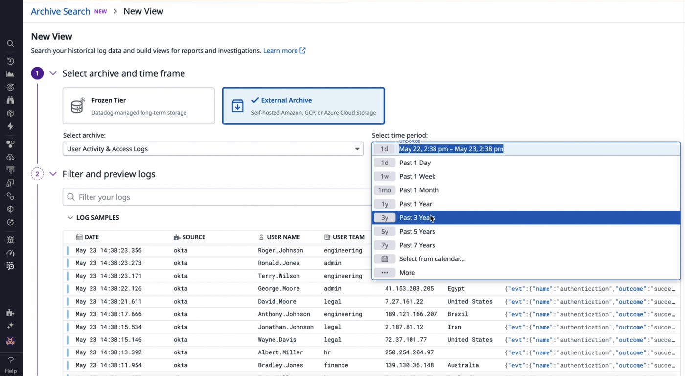 Query logs stored in long-term storage without rehydrating them. Query logs stored in long-term storage without rehydrating them.