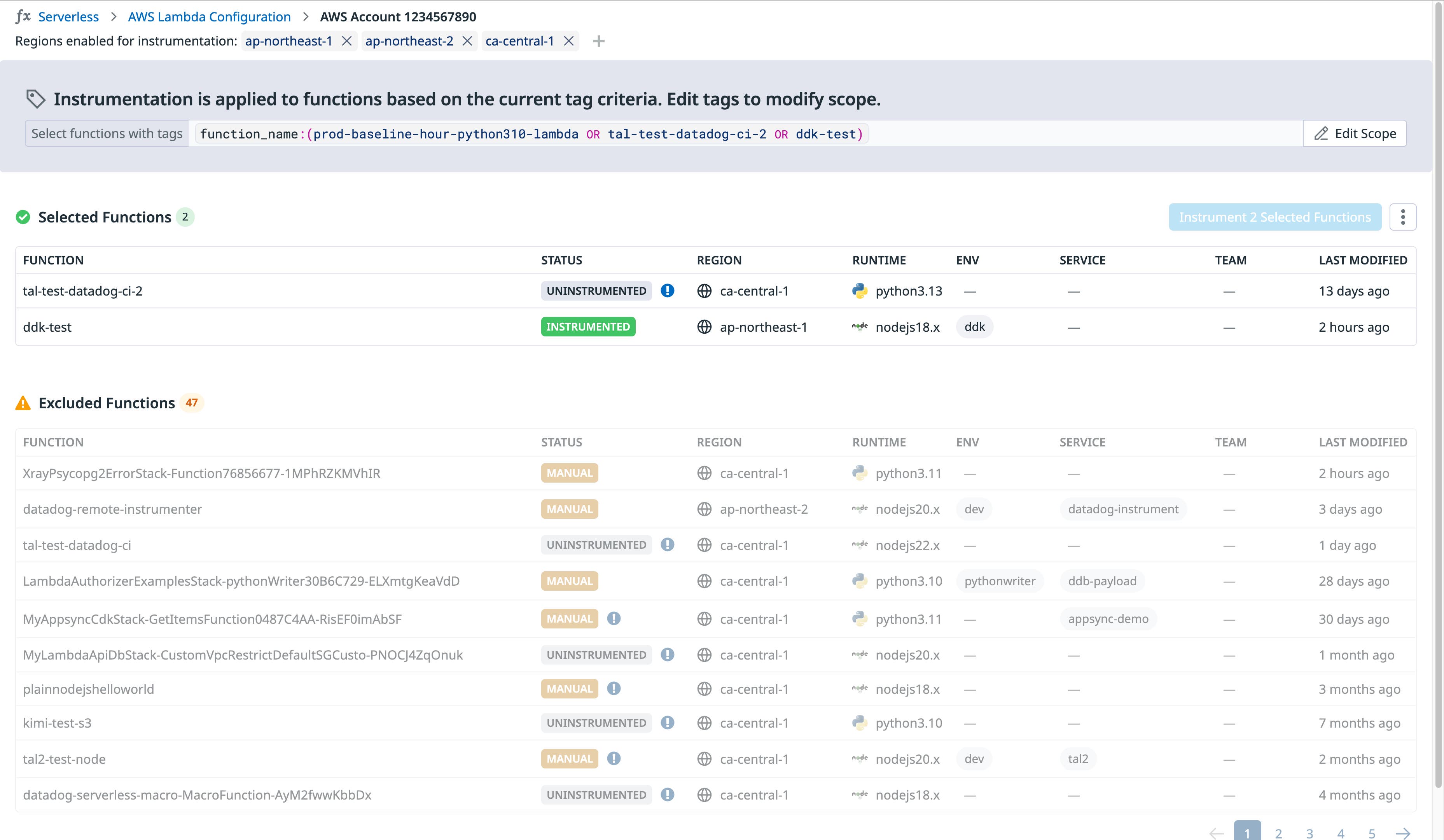 Datadog Lambda screen showing shopist-order-checker function as uninstrumented in us-east-1 with Python 3.12 runtime. Datadog Lambda screen showing shopist-order-checker function as uninstrumented in us-east-1 with Python 3.12 runtime.