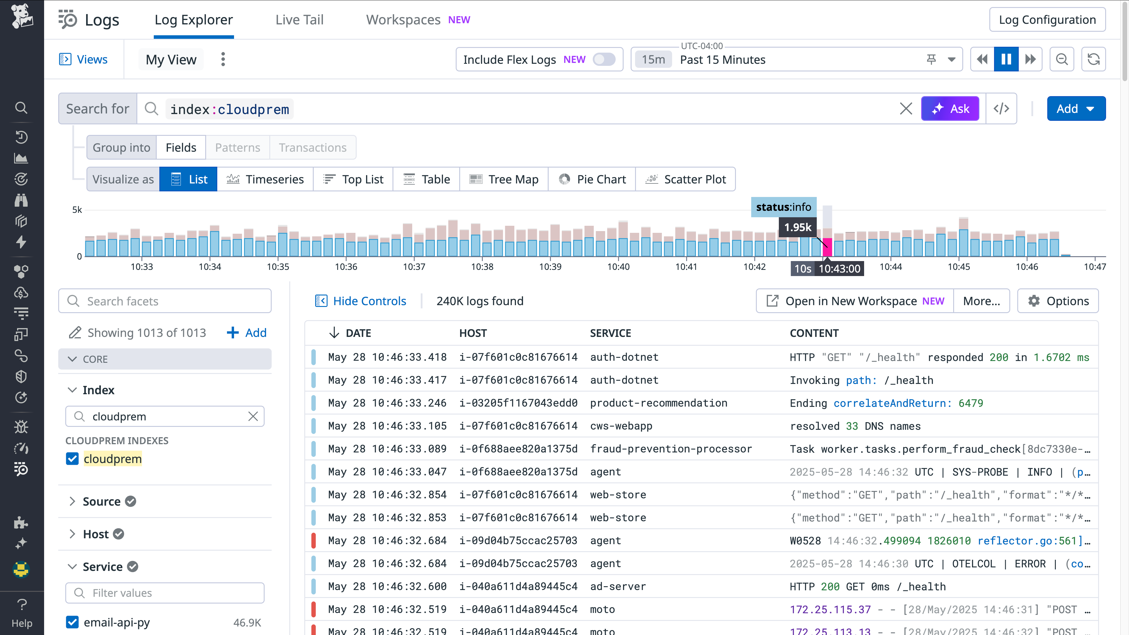 Viewing logs from Datadog CloudPrem.