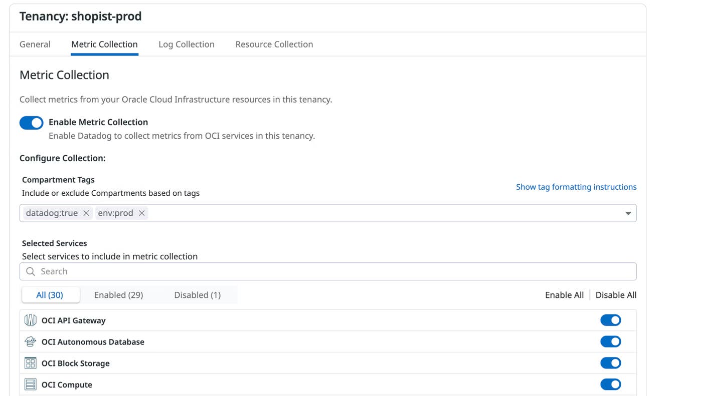 Datadog's OCI QuickStart set-up. Datadog's OCI QuickStart set-up.