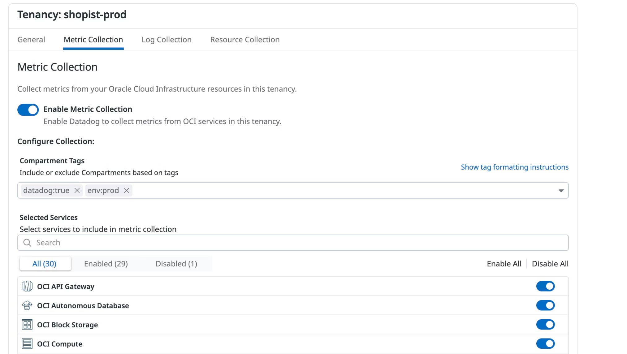 Datadog's OCI QuickStart set-up. Datadog's OCI QuickStart set-up.