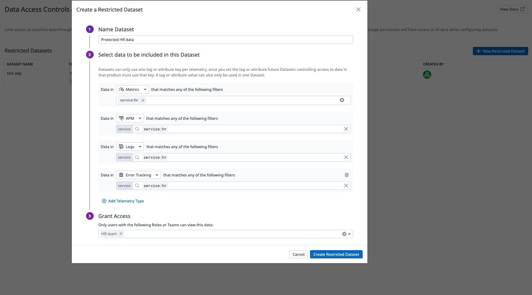 Use tags to restrict what data users can query in DatadogI