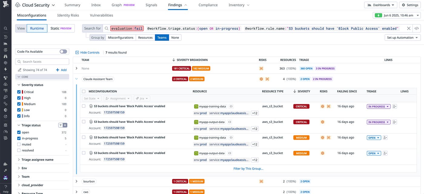 Updated Misconfigurations explorer in Datadog Cloud Security Updated Misconfigurations explorer in Datadog Cloud Security