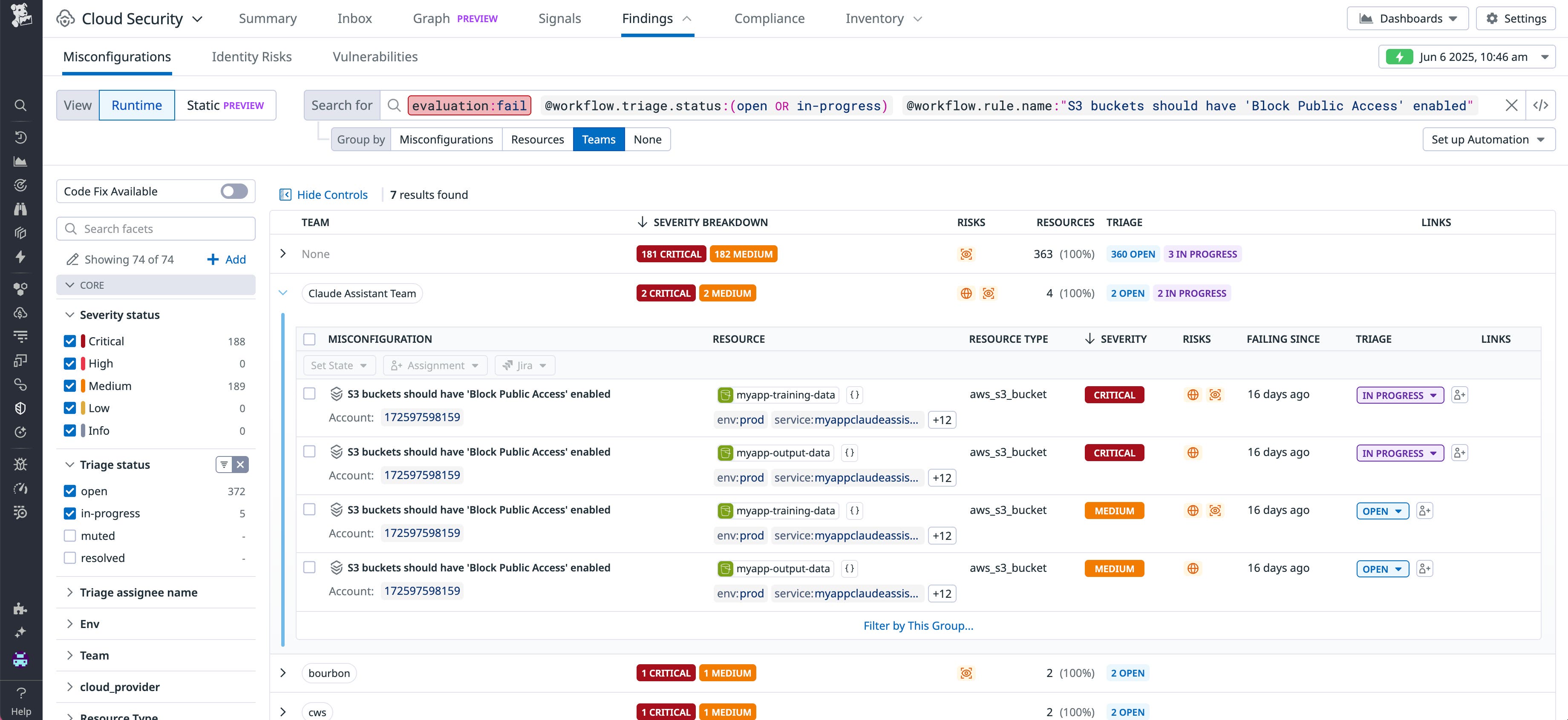 Updated Misconfigurations explorer in Datadog Cloud Security Updated Misconfigurations explorer in Datadog Cloud Security